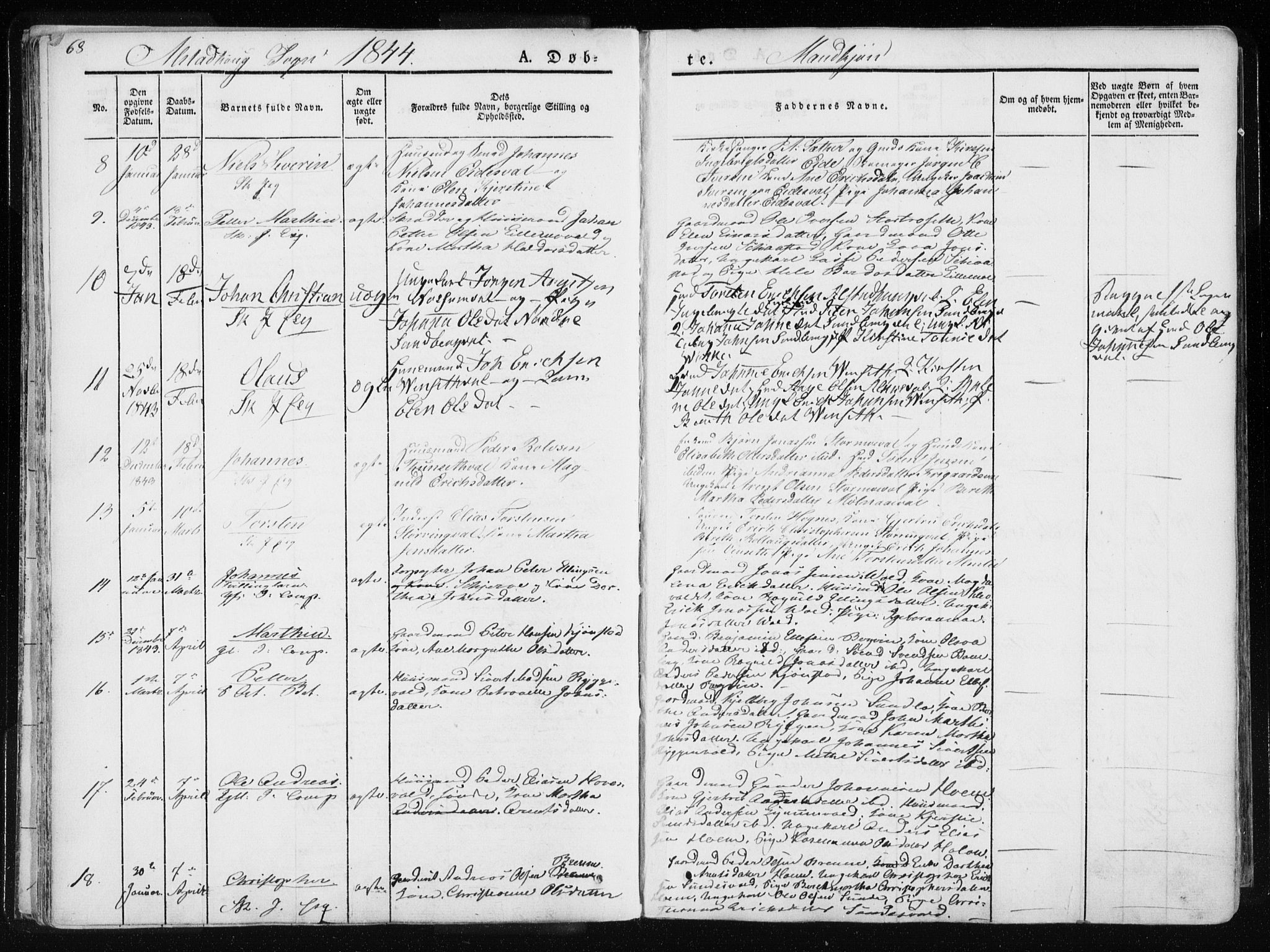 Ministerialprotokoller, klokkerbøker og fødselsregistre - Nord-Trøndelag, AV/SAT-A-1458/717/L0154: Parish register (official) no. 717A06 /1, 1836-1849, p. 68