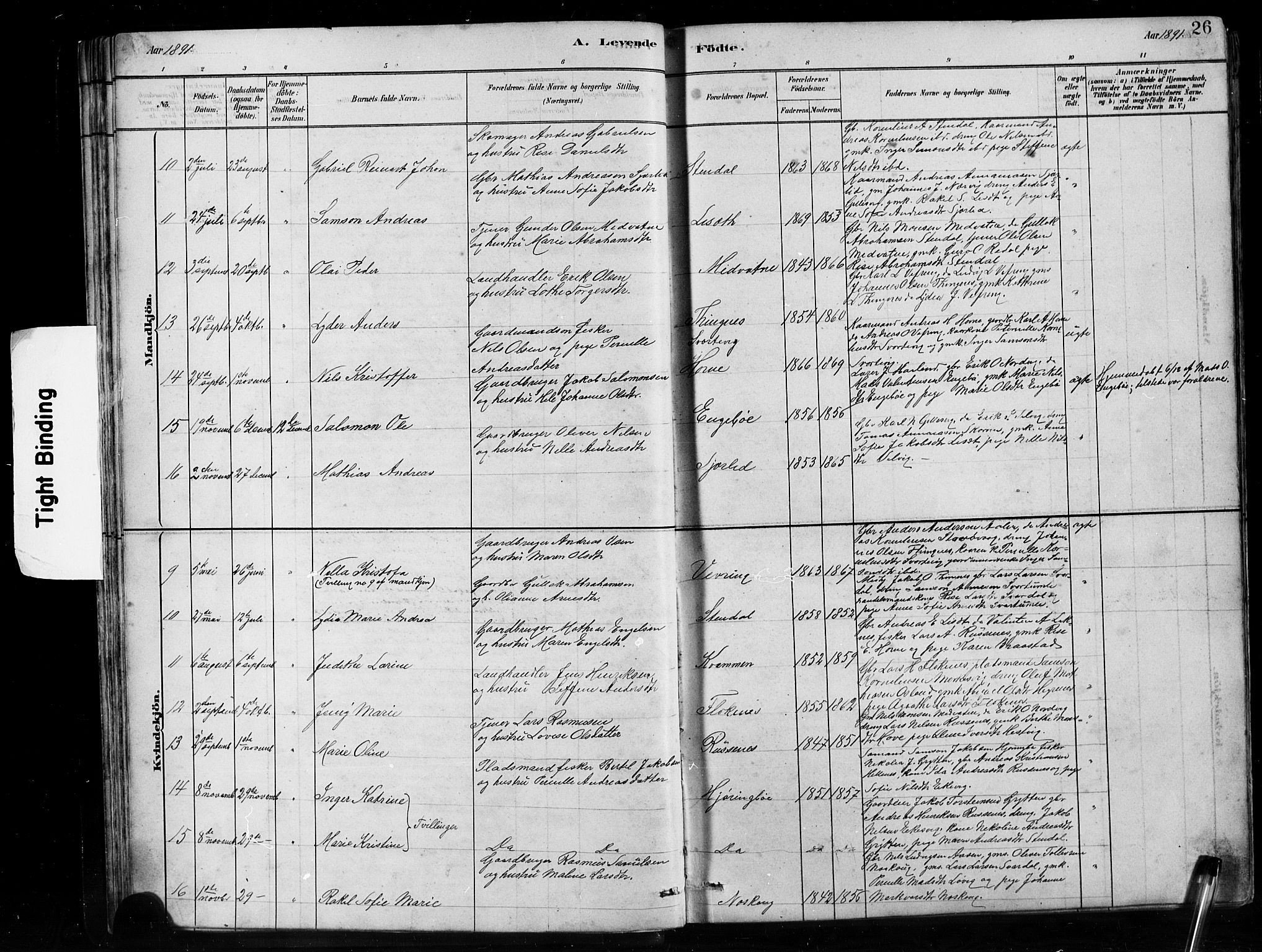 Førde sokneprestembete, SAB/A-79901/H/Hab/Habe/L0001: Parish register (copy) no. E 1, 1881-1920, p. 26