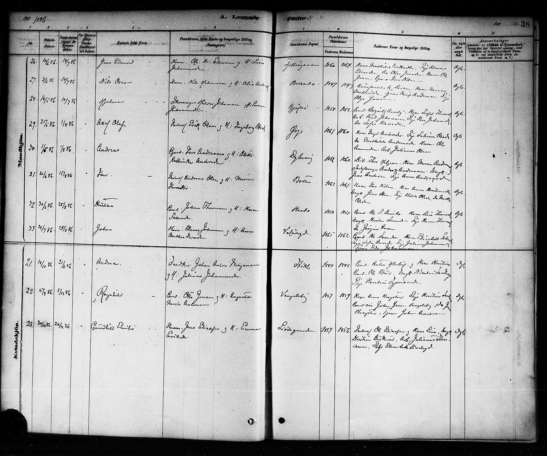 Aremark prestekontor Kirkebøker, AV/SAO-A-10899/F/Fb/L0004: Parish register (official) no. II 4, 1878-1895, p. 38