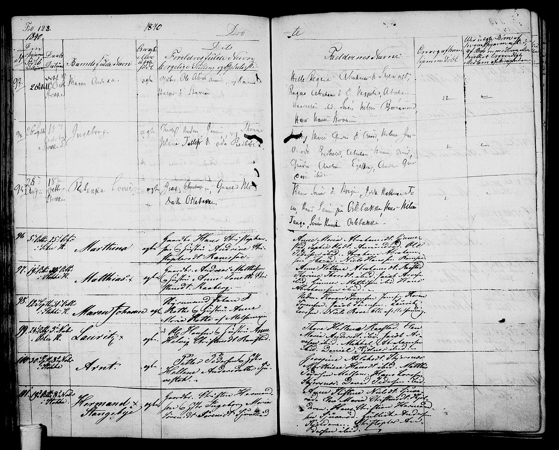 Stokke kirkebøker, SAKO/A-320/F/Fa/L0006: Parish register (official) no. I 6, 1826-1843, p. 128