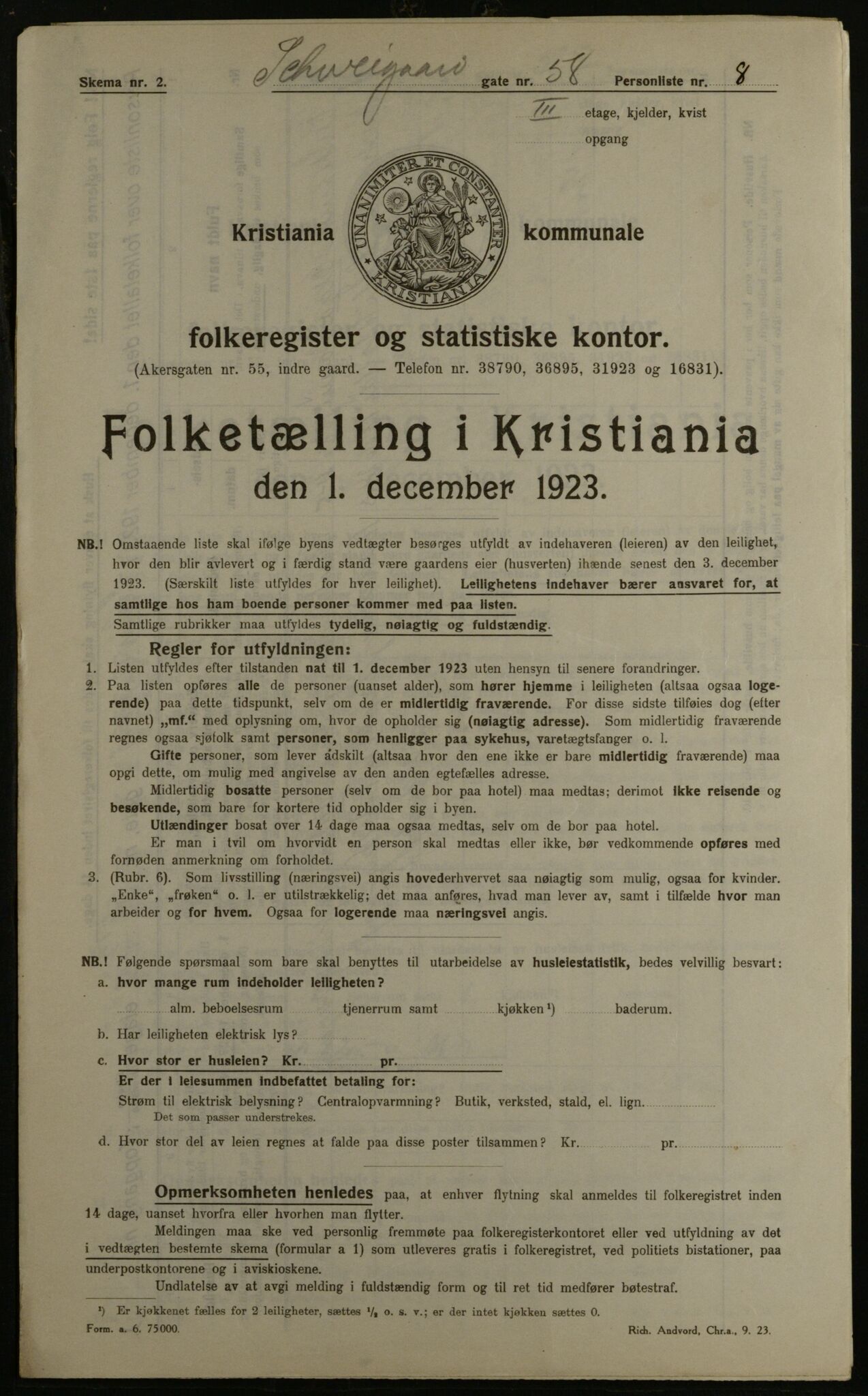 OBA, Municipal Census 1923 for Kristiania, 1923, p. 101283