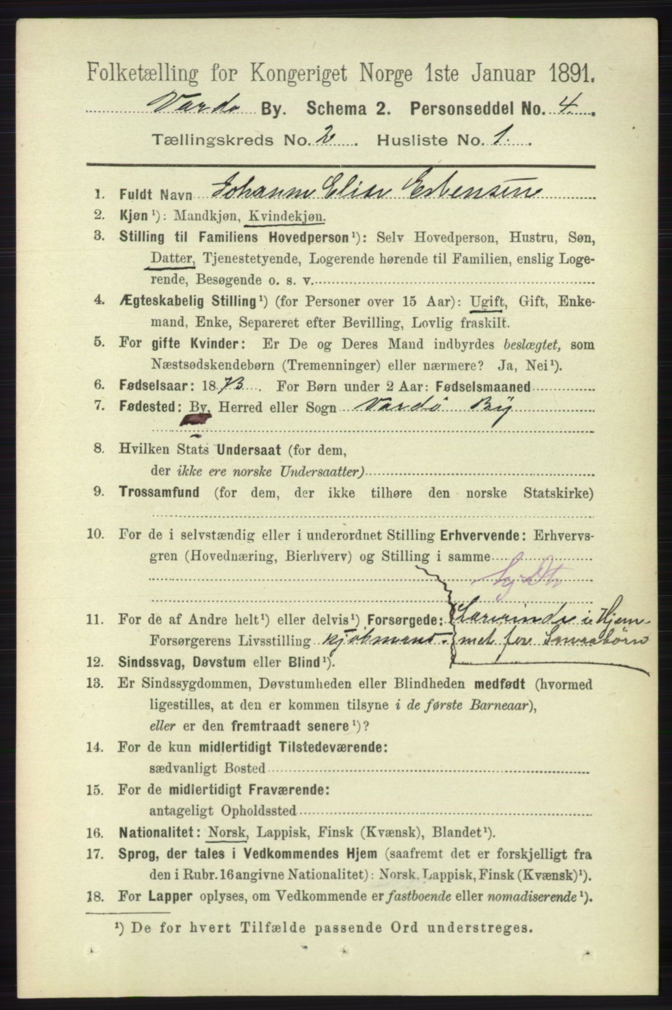 RA, 1891 census for 2002 Vardø, 1891, p. 1080