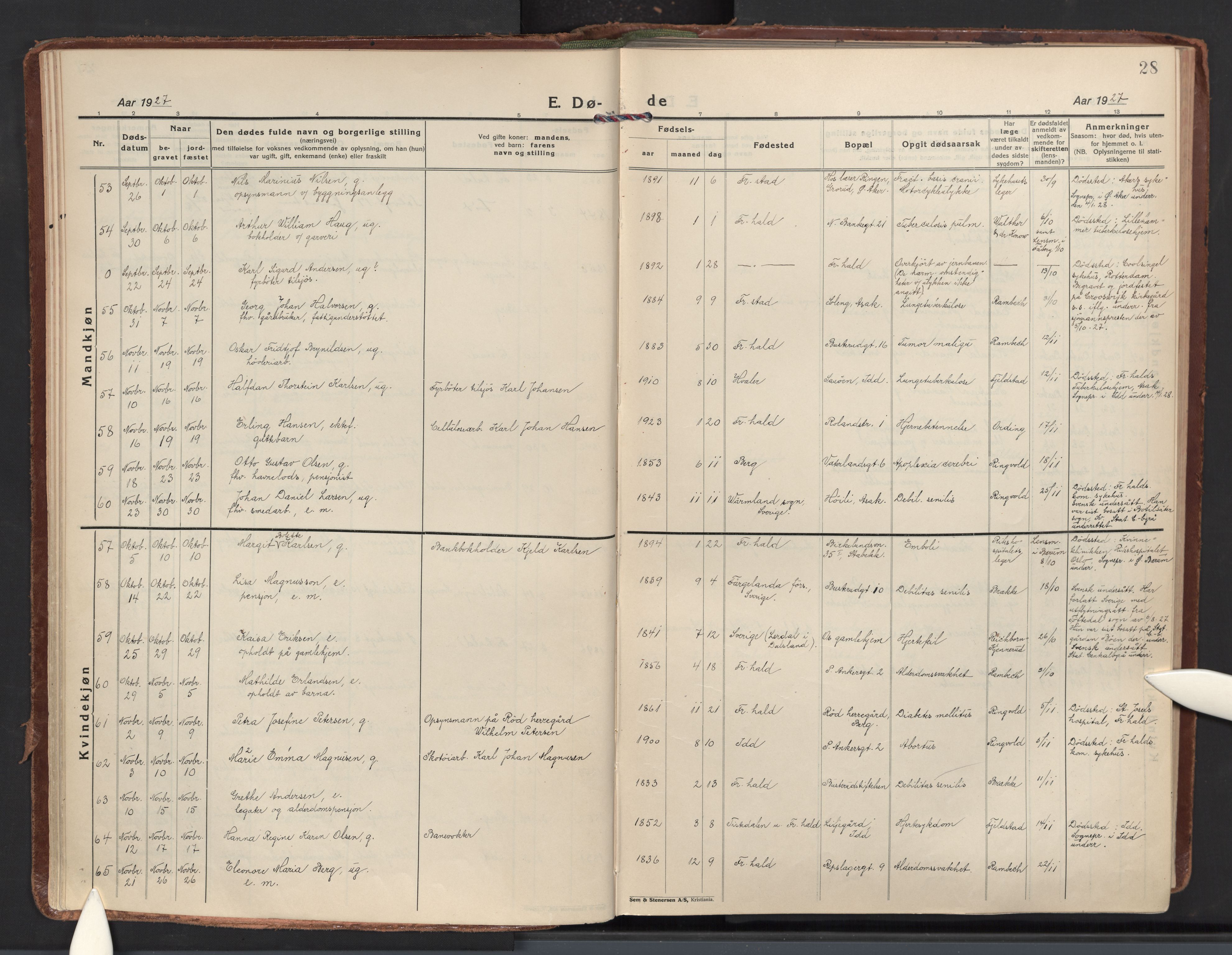 Halden prestekontor Kirkebøker, SAO/A-10909/F/Fa/L0020: Parish register (official) no. I 20, 1925-1941, p. 28