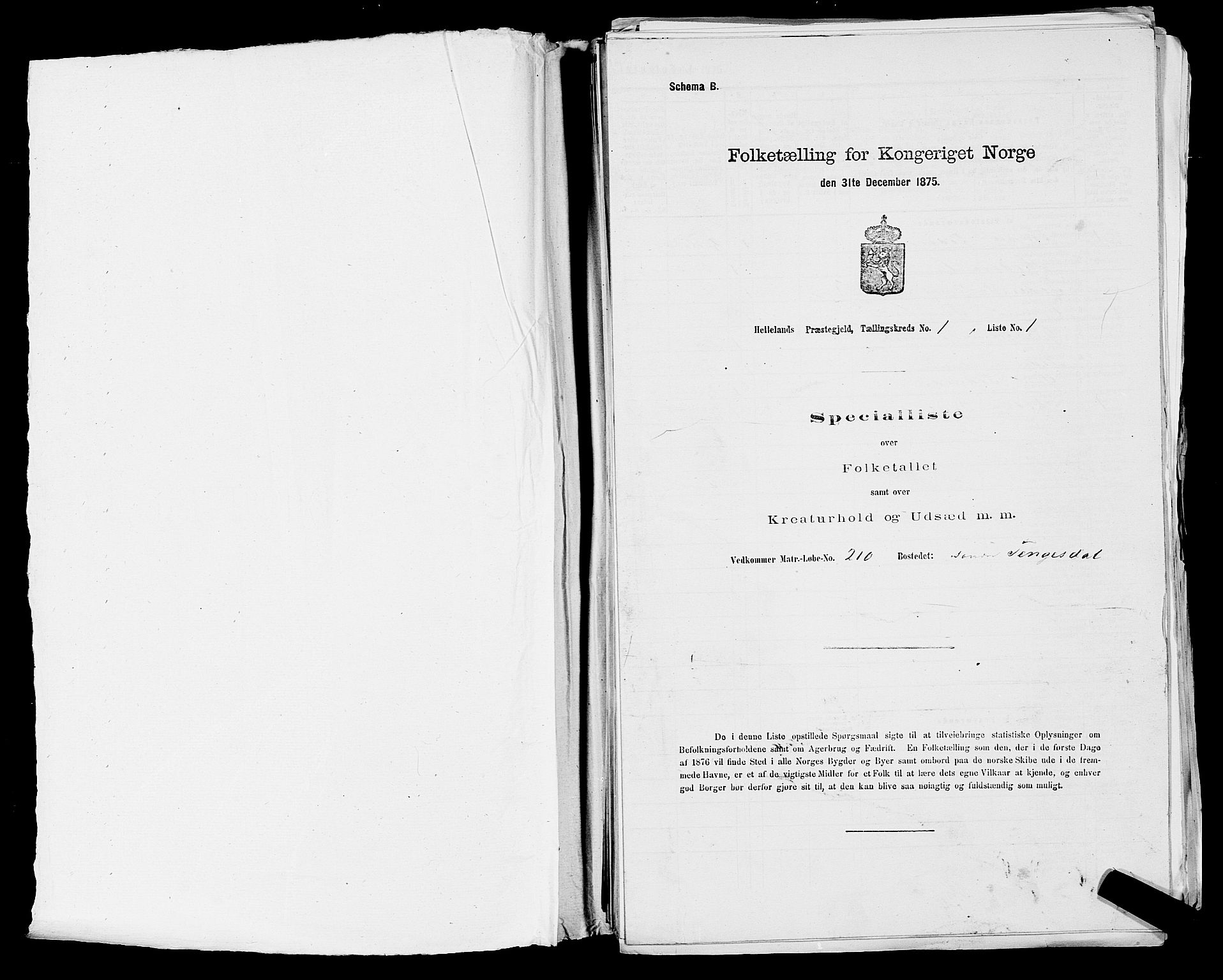 SAST, 1875 census for 1115P Helleland, 1875, p. 509