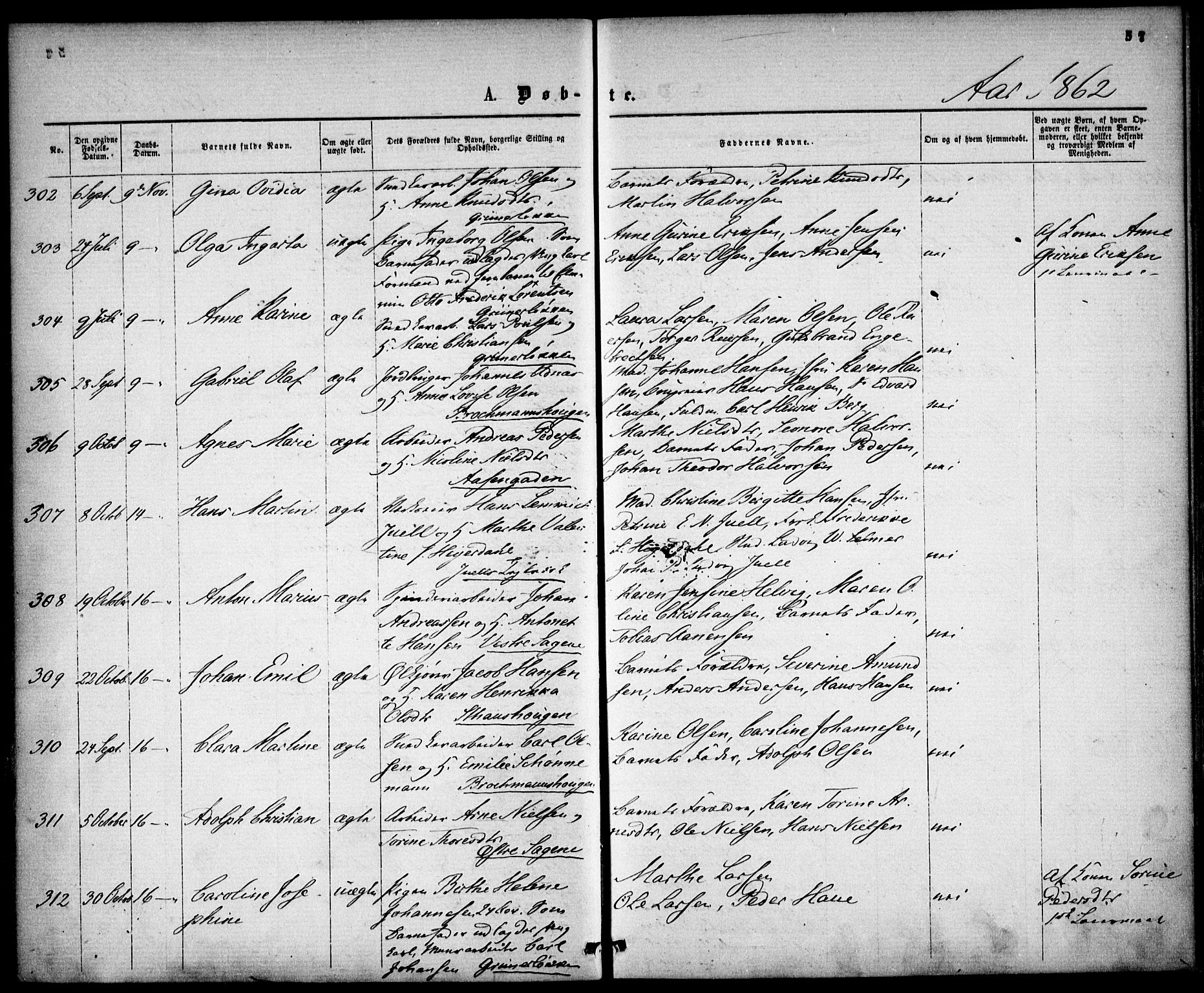 Gamle Aker prestekontor Kirkebøker, AV/SAO-A-10617a/F/L0001: Parish register (official) no. 1, 1861-1865, p. 57