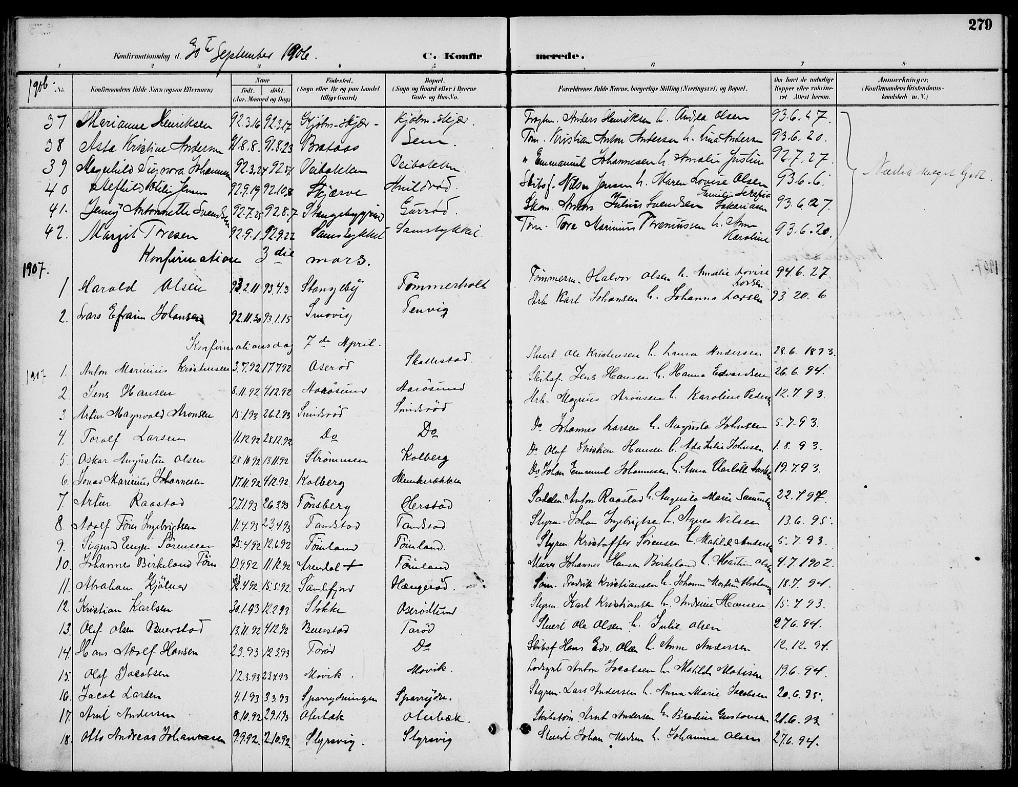 Nøtterøy kirkebøker, AV/SAKO-A-354/F/Fa/L0009: Parish register (official) no. I 9, 1894-1907, p. 279