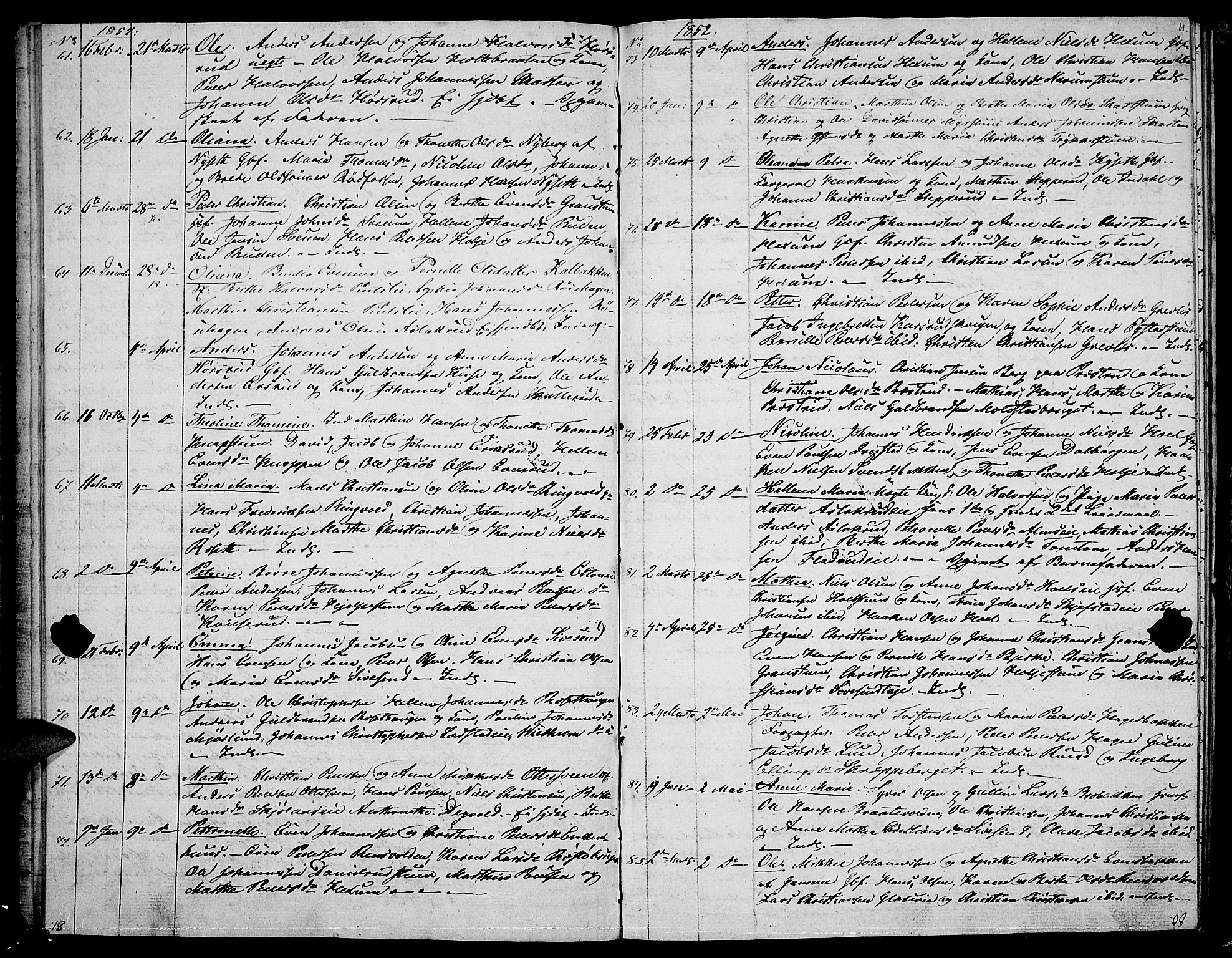 Vestre Toten prestekontor, AV/SAH-PREST-108/H/Ha/Hab/L0004: Parish register (copy) no. 4, 1851-1853, p. 11