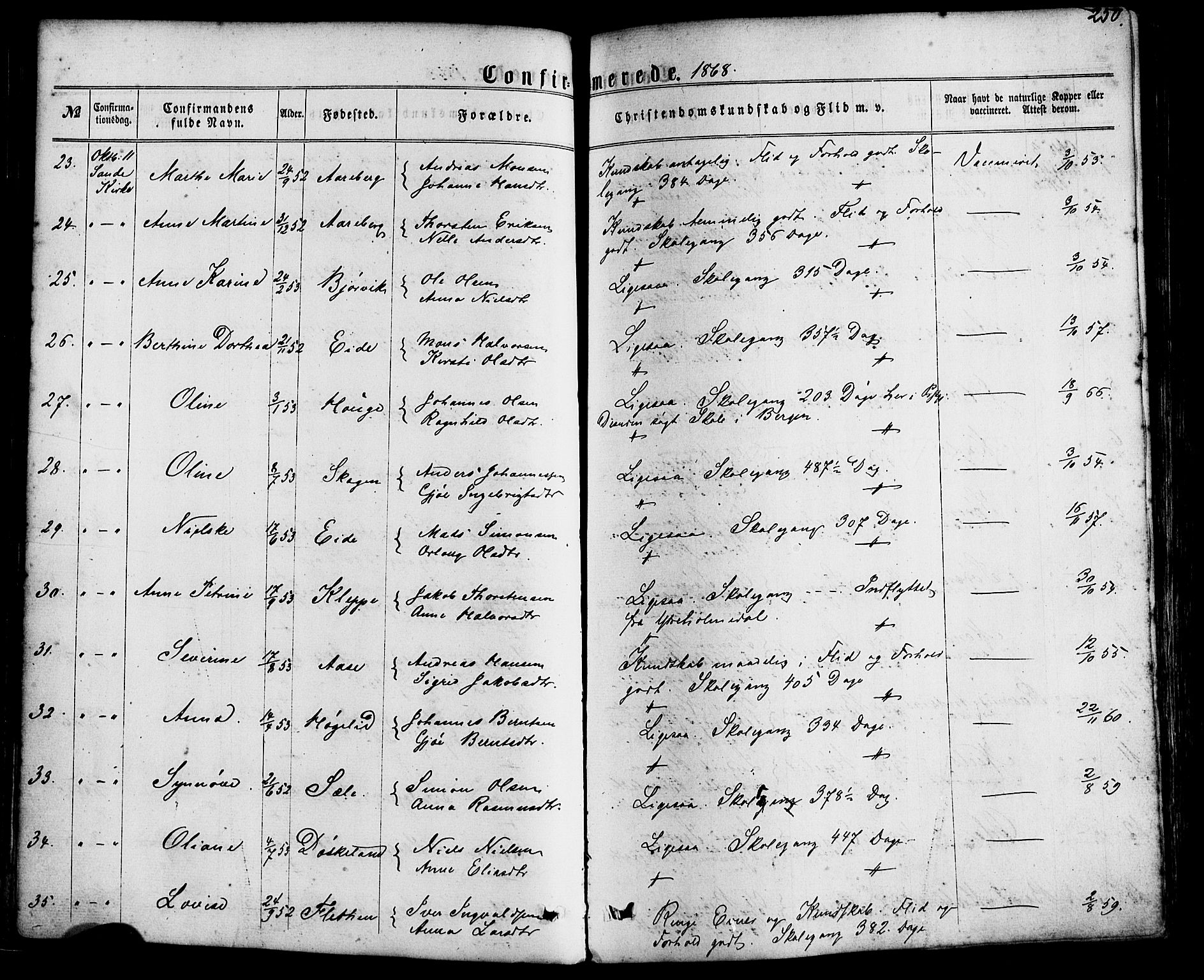 Gaular sokneprestembete, SAB/A-80001/H/Haa: Parish register (official) no. A 5, 1860-1881, p. 250