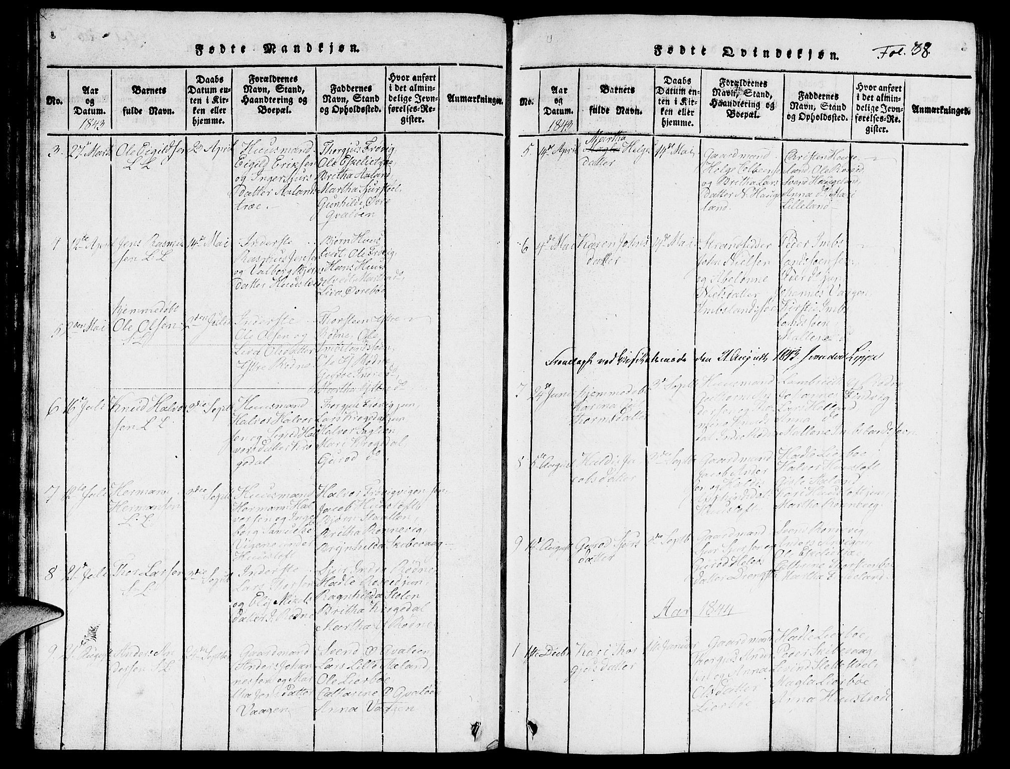 Vikedal sokneprestkontor, SAST/A-101840/01/V: Parish register (copy) no. B 3, 1816-1867, p. 38