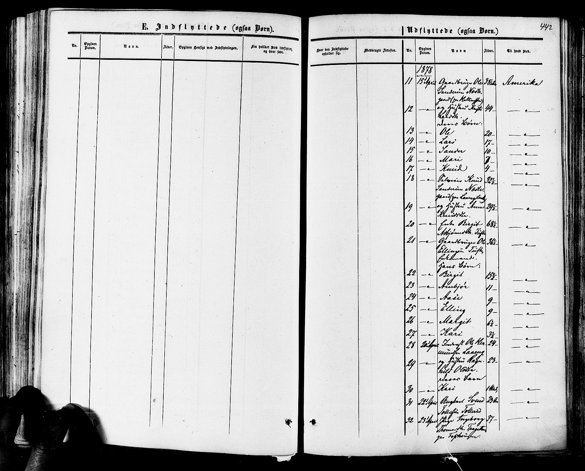 Hol kirkebøker, AV/SAKO-A-227/F/Fa/L0002: Parish register (official) no. I 2, 1870-1886, p. 442