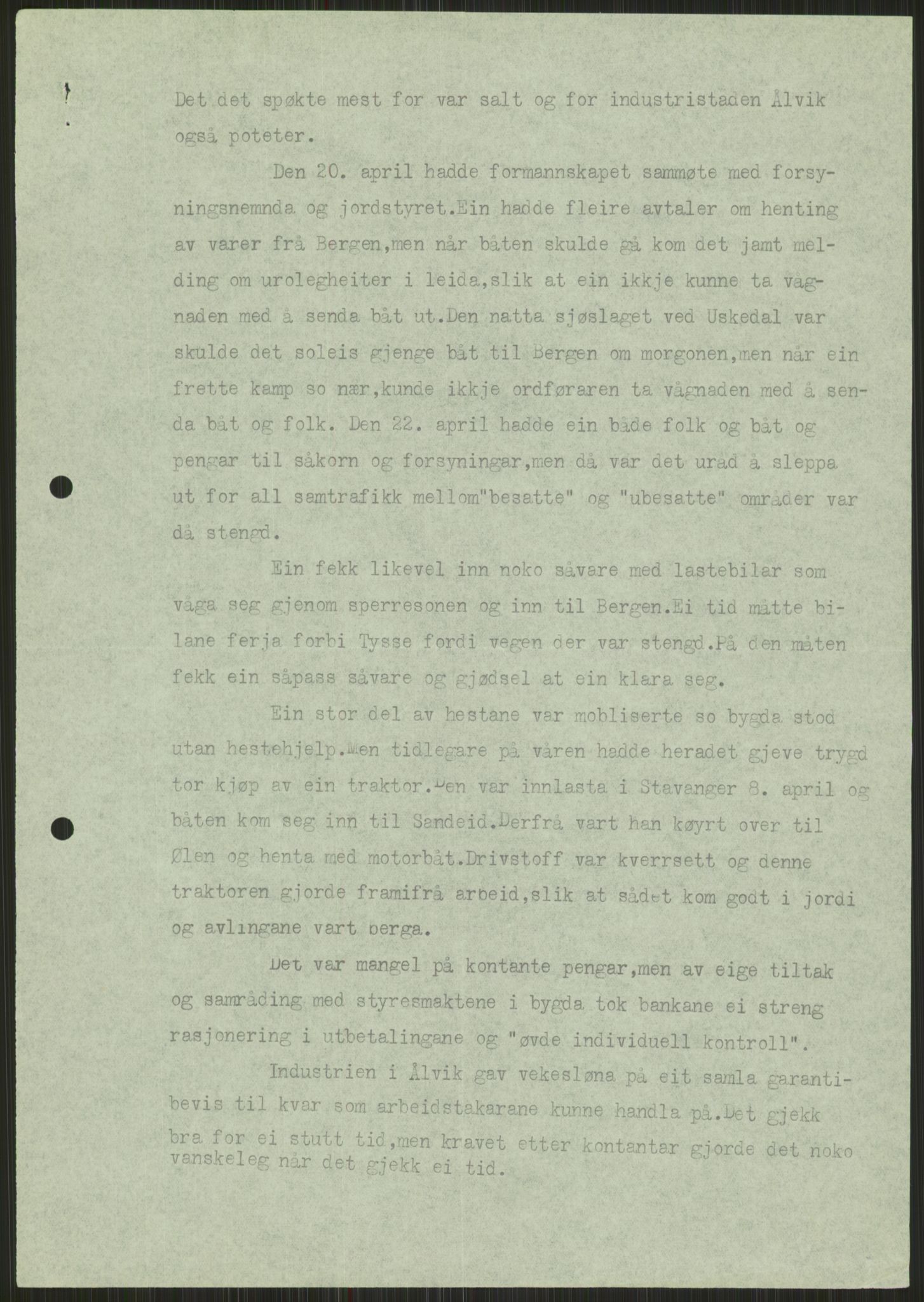 Forsvaret, Forsvarets krigshistoriske avdeling, AV/RA-RAFA-2017/Y/Ya/L0015: II-C-11-31 - Fylkesmenn.  Rapporter om krigsbegivenhetene 1940., 1940, p. 333