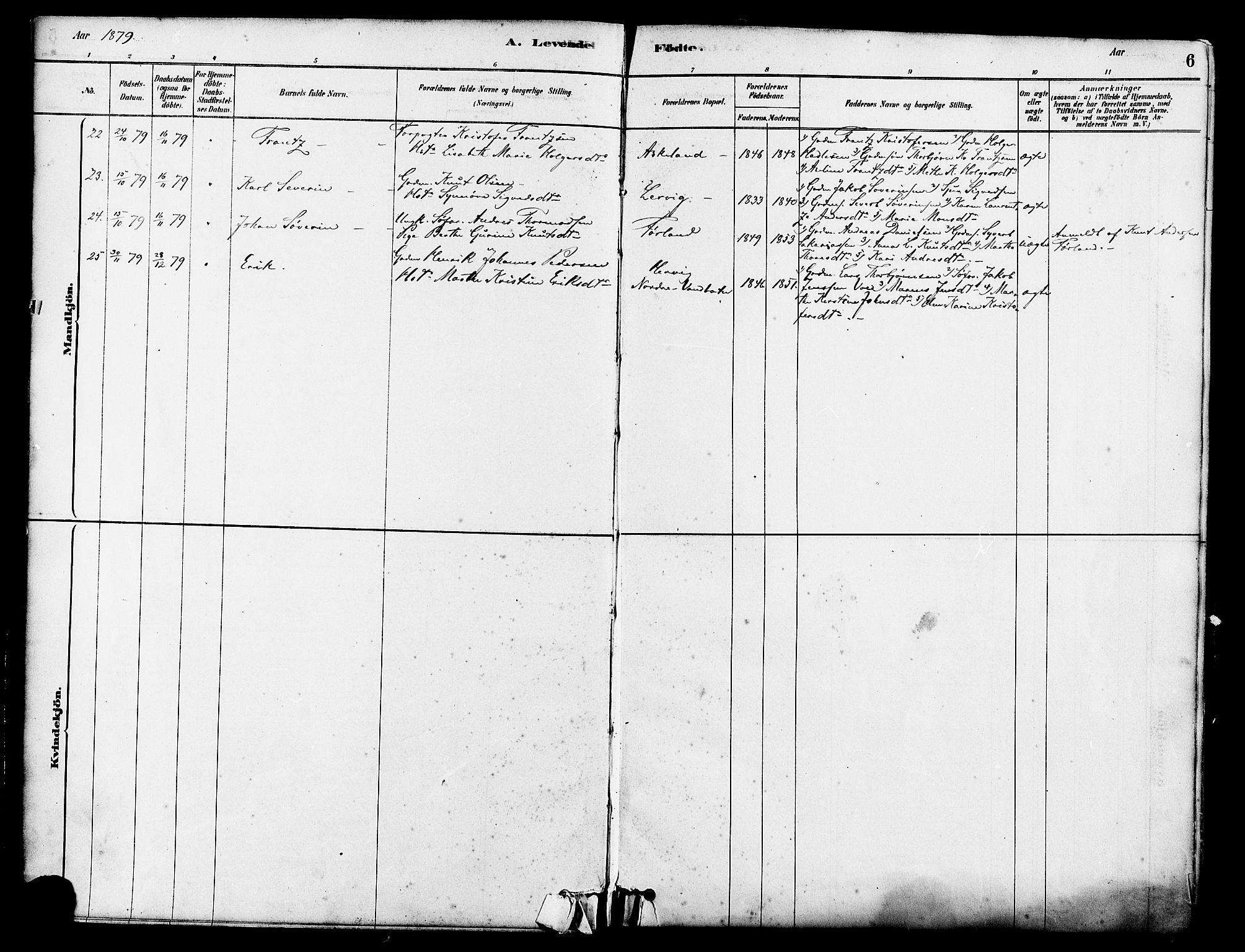 Tysvær sokneprestkontor, AV/SAST-A -101864/H/Ha/Haa/L0006: Parish register (official) no. A 6, 1878-1896, p. 6