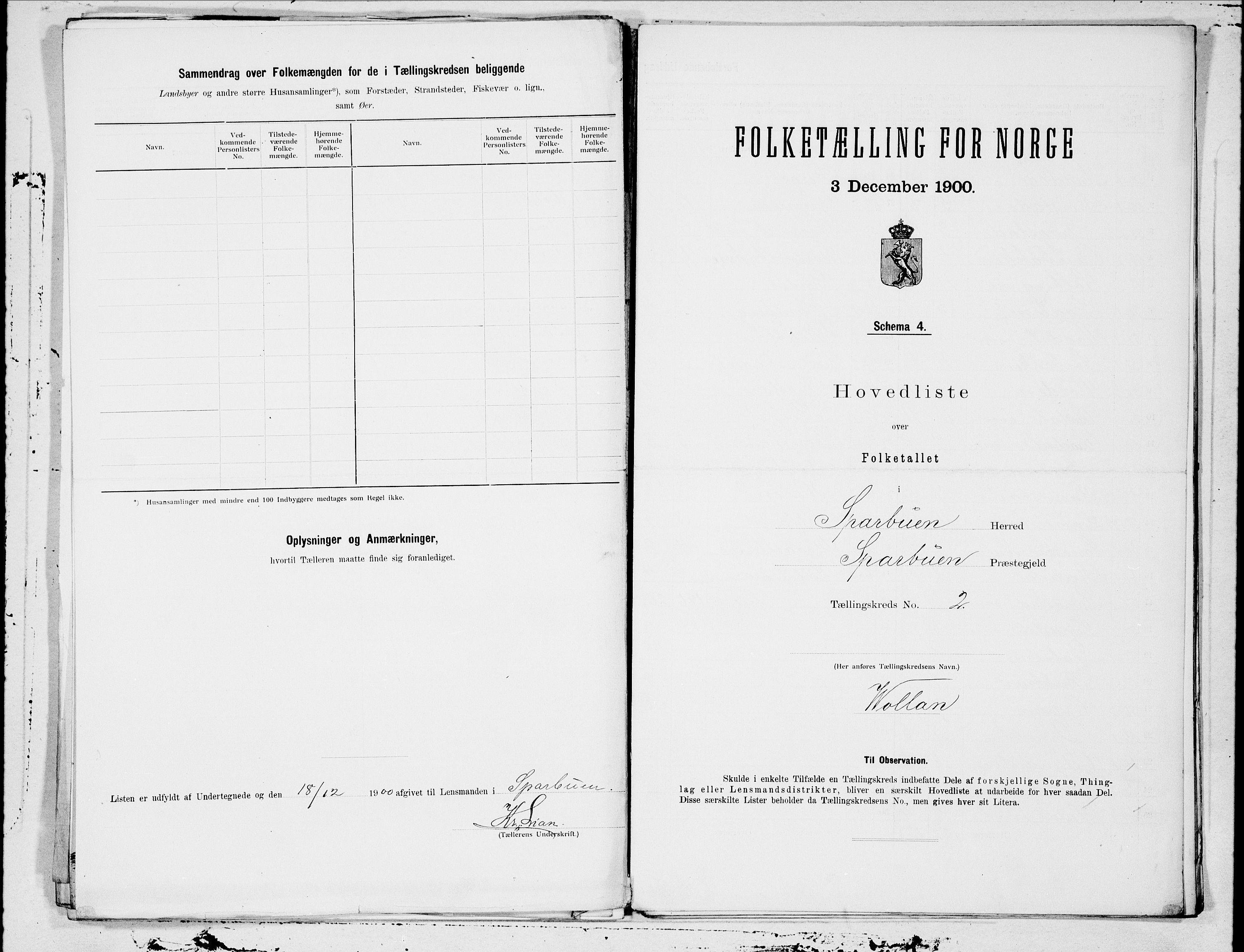 SAT, 1900 census for Sparbu, 1900, p. 4