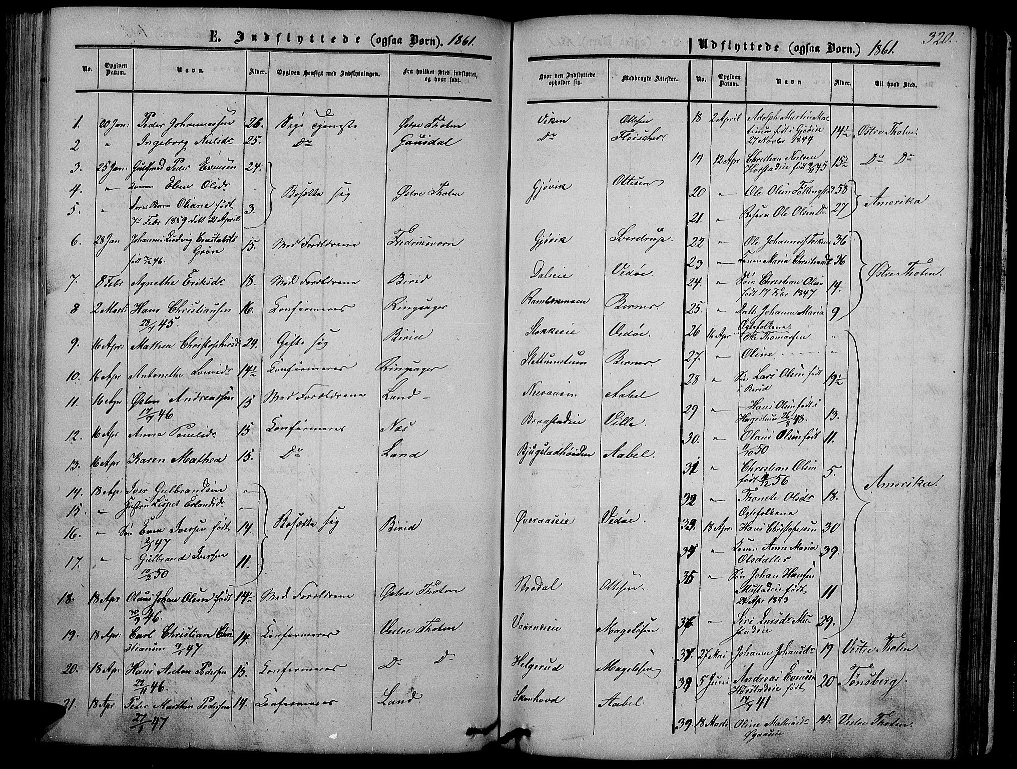 Vardal prestekontor, SAH/PREST-100/H/Ha/Hab/L0005: Parish register (copy) no. 5, 1854-1868, p. 320