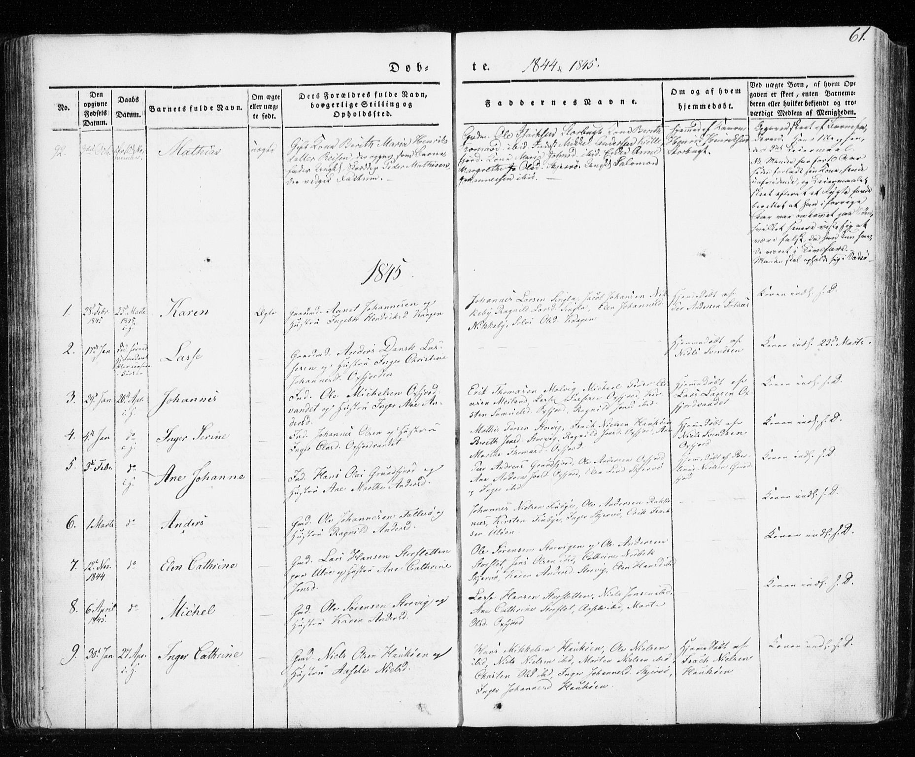 Skjervøy sokneprestkontor, SATØ/S-1300/H/Ha/Haa/L0005kirke: Parish register (official) no. 5, 1838-1847, p. 61