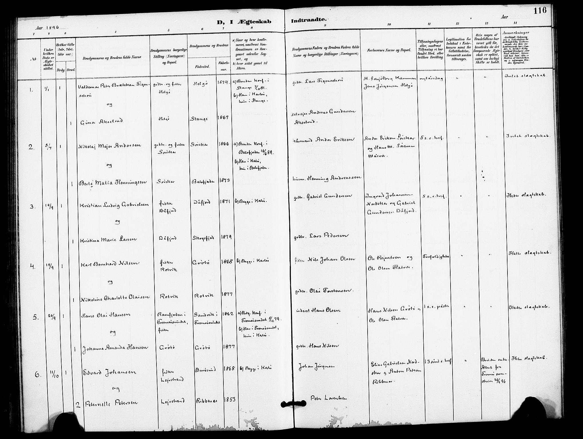 Karlsøy sokneprestembete, AV/SATØ-S-1299/H/Ha/Haa/L0012kirke: Parish register (official) no. 12, 1892-1902, p. 116