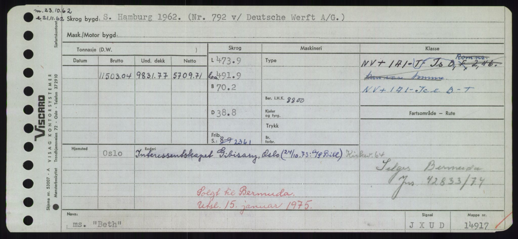 Sjøfartsdirektoratet med forløpere, Skipsmålingen, AV/RA-S-1627/H/Hd/L0003: Fartøy, B-Bev, p. 951