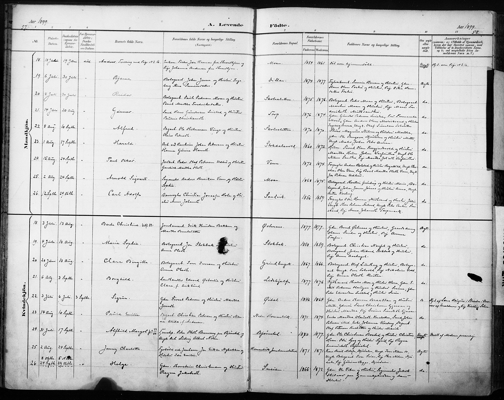 Ministerialprotokoller, klokkerbøker og fødselsregistre - Sør-Trøndelag, SAT/A-1456/616/L0411: Parish register (official) no. 616A08, 1894-1906, p. 57-58