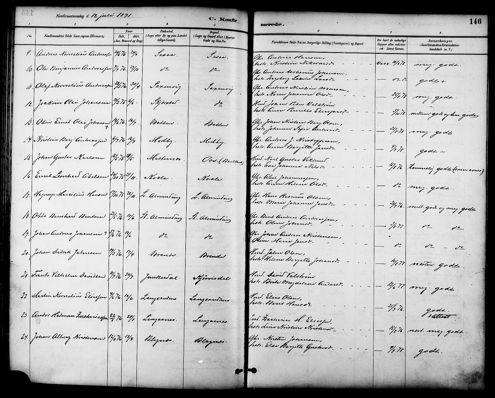 Ministerialprotokoller, klokkerbøker og fødselsregistre - Nordland, AV/SAT-A-1459/847/L0669: Parish register (official) no. 847A09, 1887-1901, p. 146