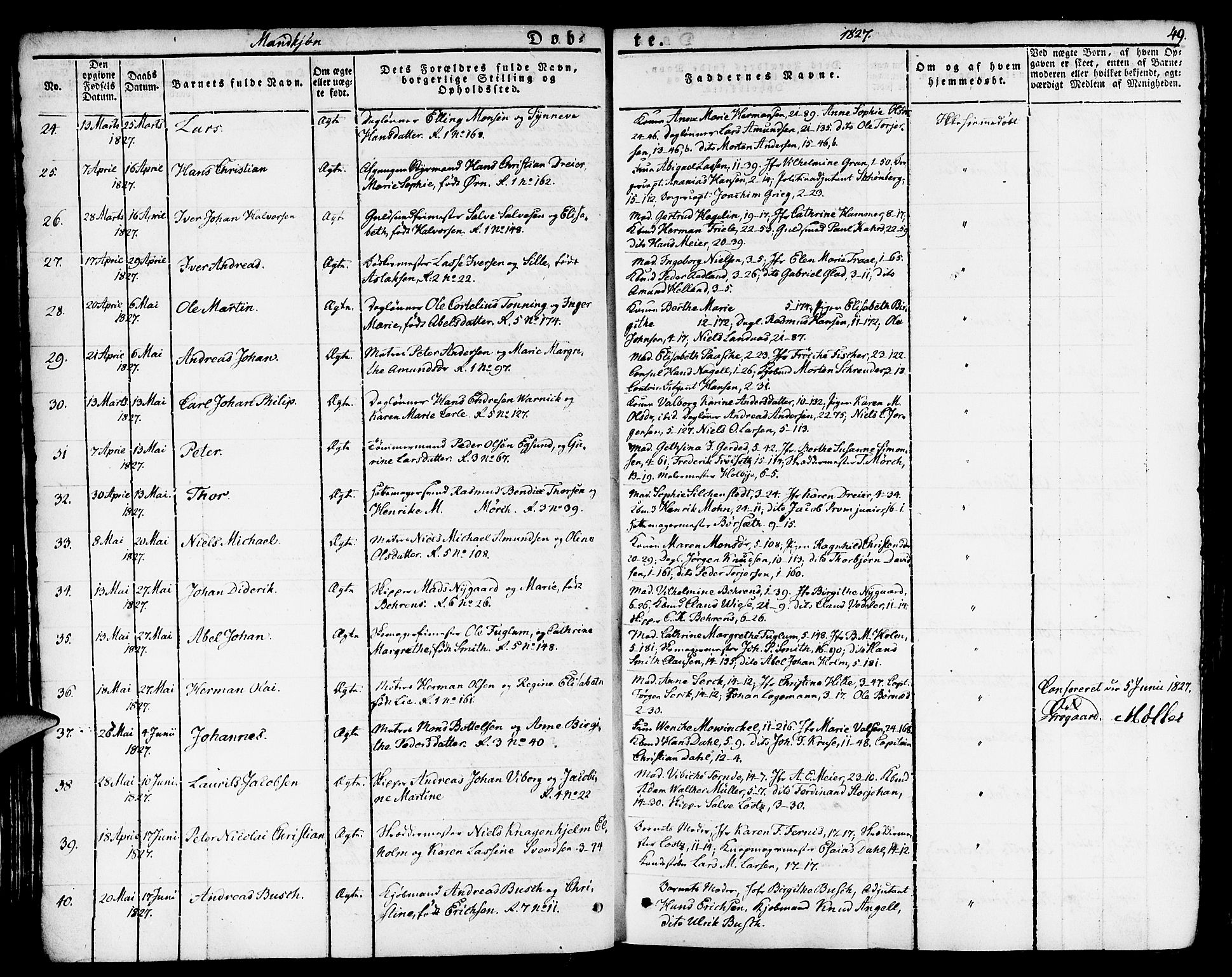 Nykirken Sokneprestembete, SAB/A-77101/H/Haa/L0012: Parish register (official) no. A 12, 1821-1844, p. 49
