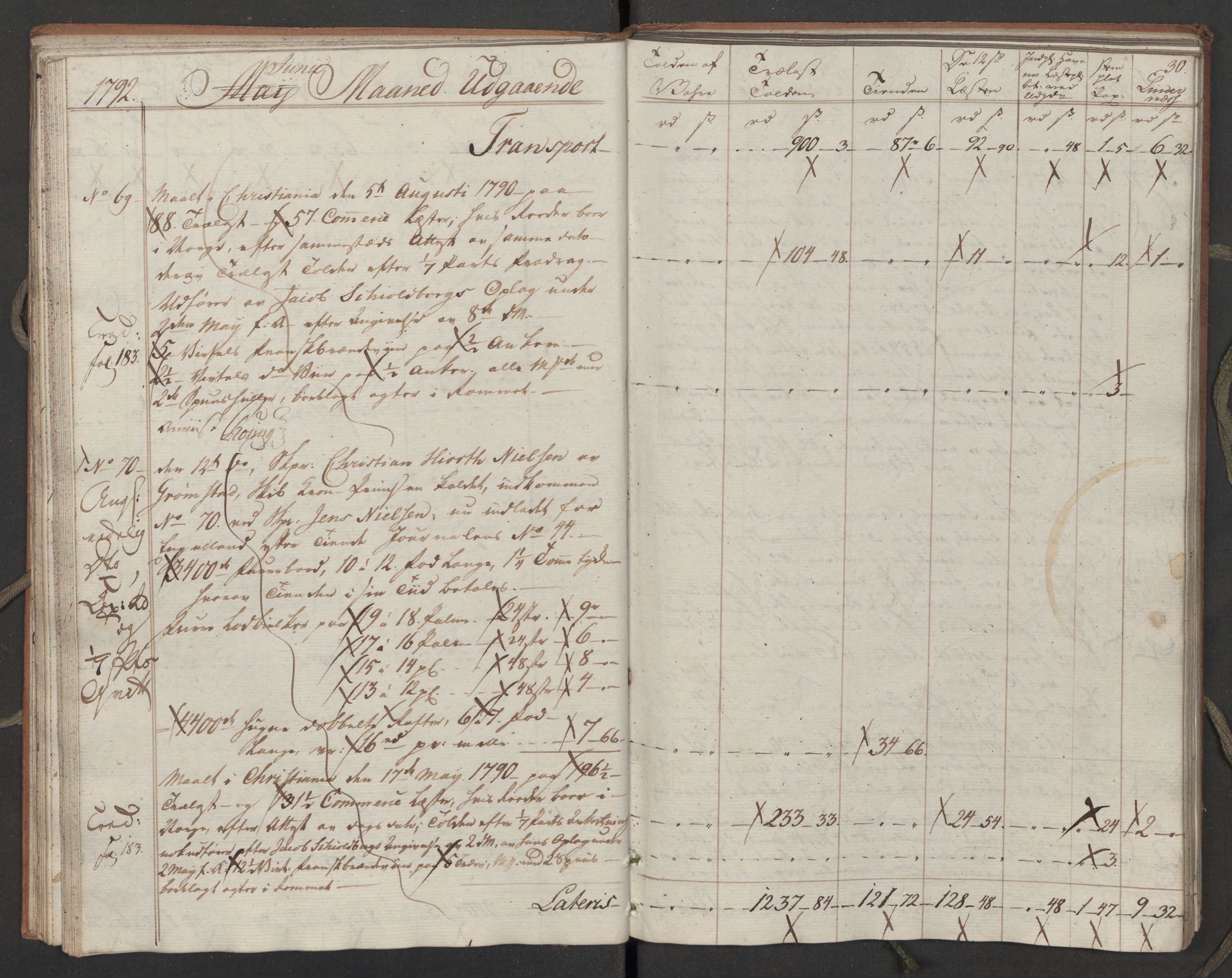 Generaltollkammeret, tollregnskaper, AV/RA-EA-5490/R02/L0110/0001: Tollregnskaper Fredrikstad / Utgående hovedtollbok, 1790-1792, p. 29b-30a