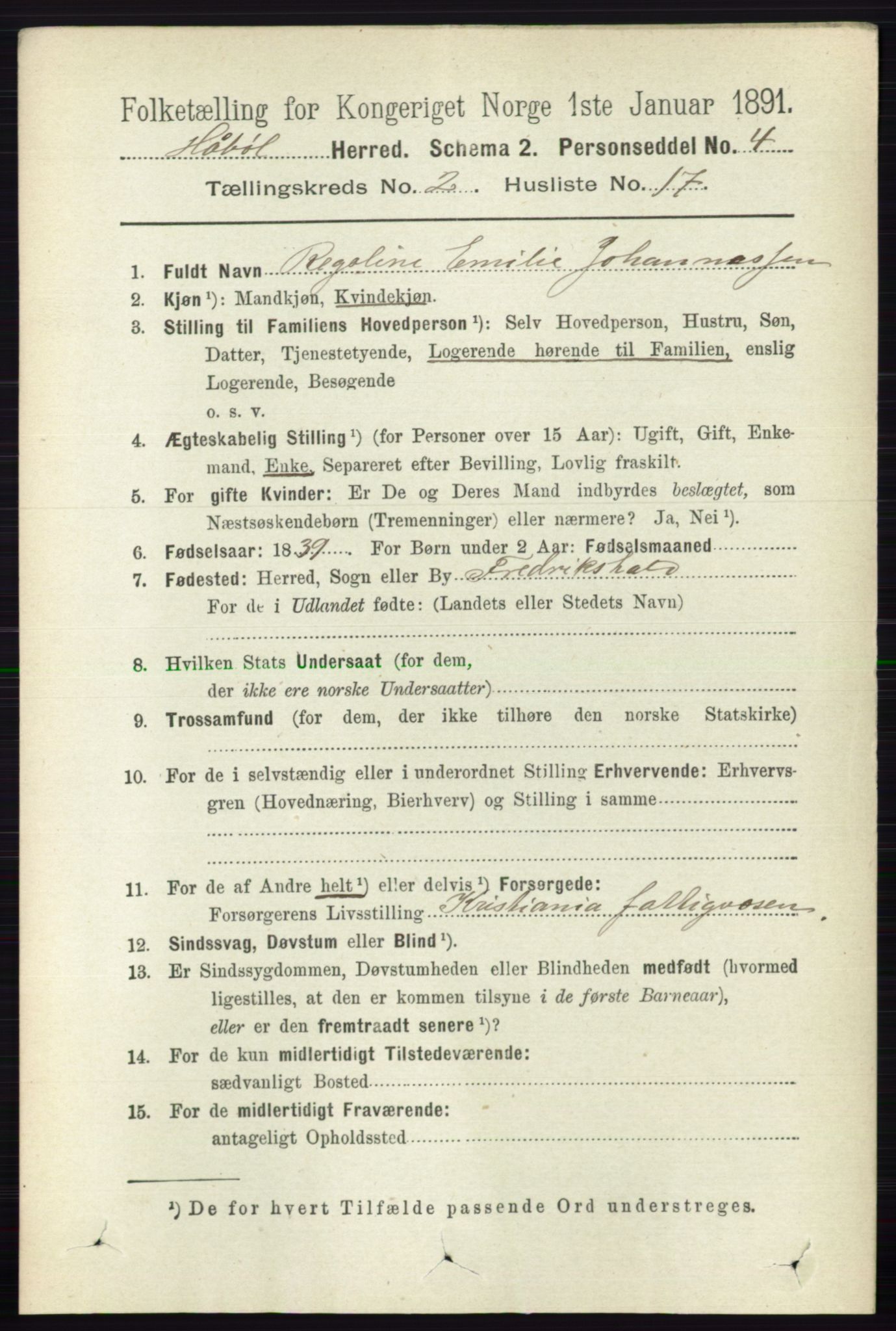 RA, 1891 census for 0138 Hobøl, 1891, p. 1140