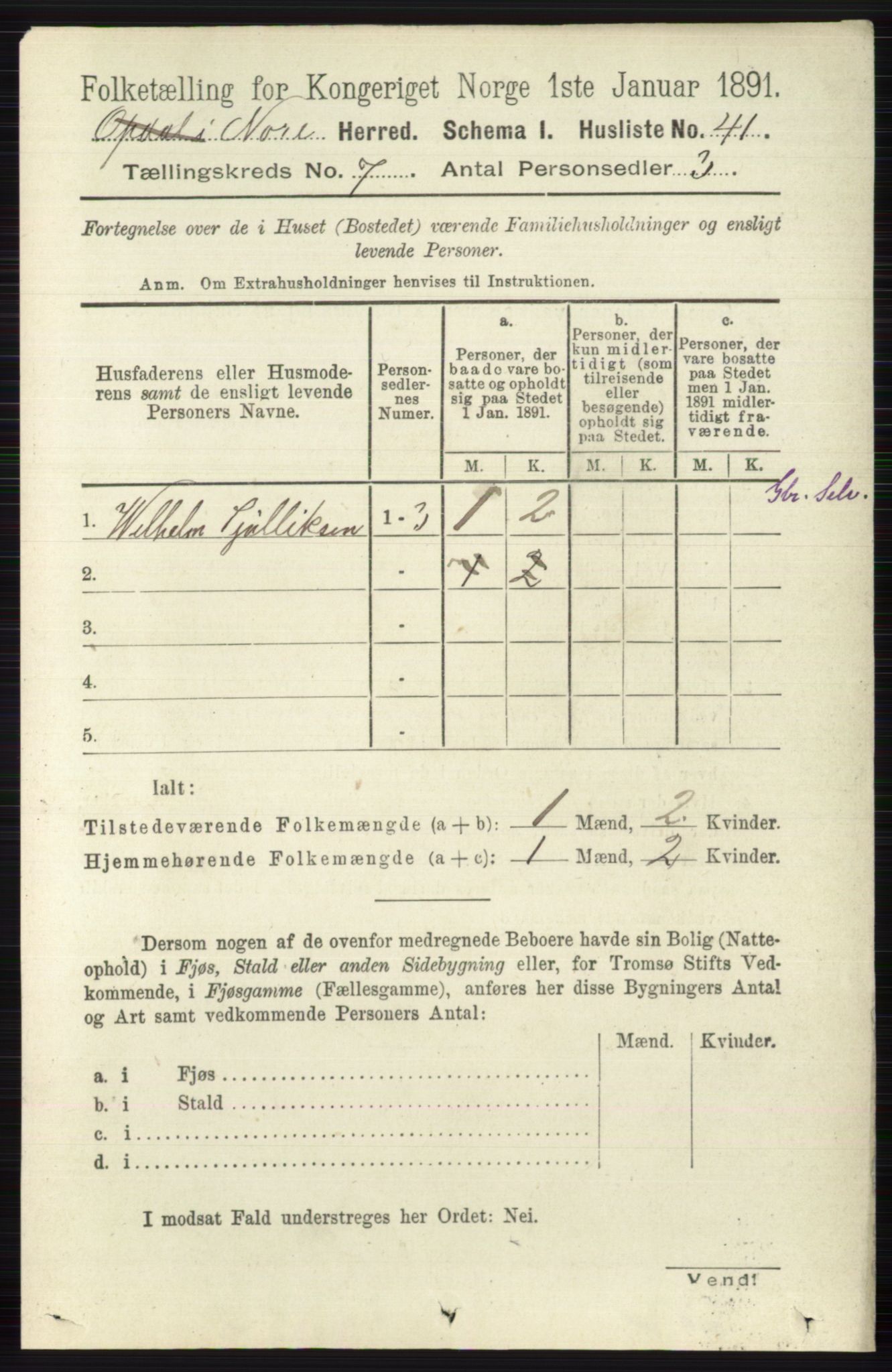 RA, 1891 census for 0633 Nore, 1891, p. 2603