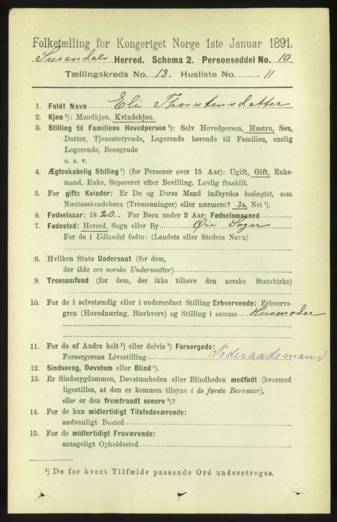 RA, 1891 census for 1566 Surnadal, 1891, p. 3239