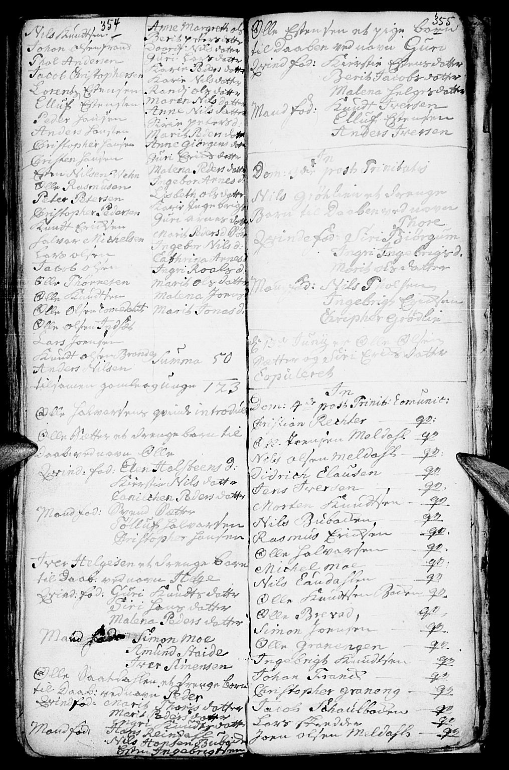 Kvikne prestekontor, SAH/PREST-064/H/Ha/Haa/L0001: Parish register (official) no. 1, 1740-1756, p. 354-355