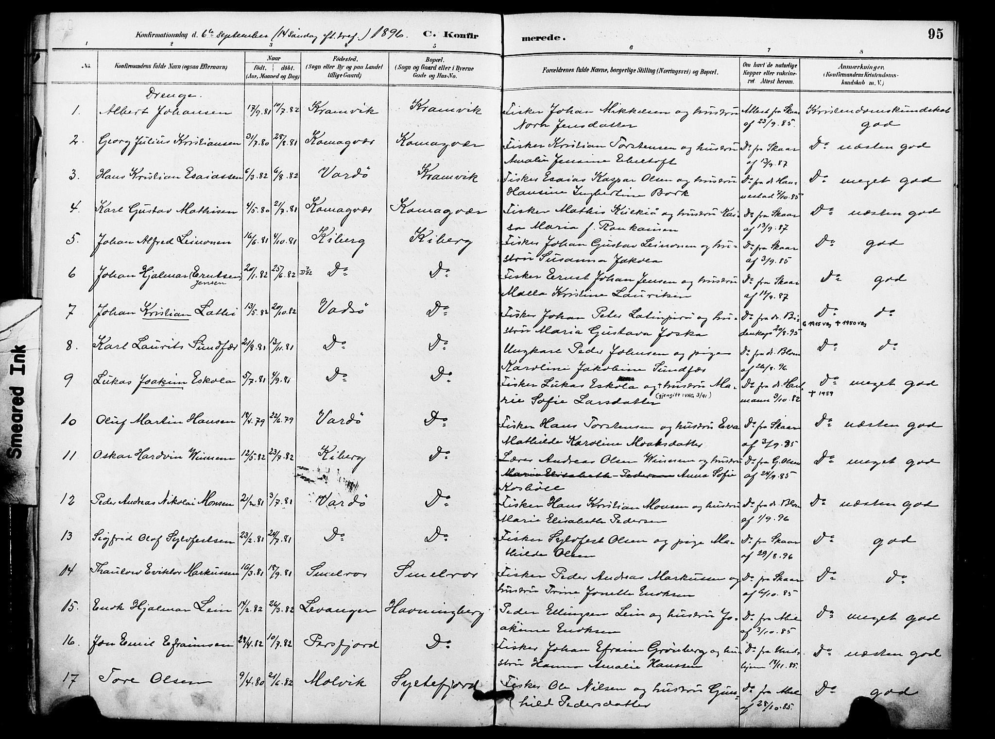 Vardø sokneprestkontor, SATØ/S-1332/H/Ha/L0009kirke: Parish register (official) no. 9, 1887-1898, p. 95
