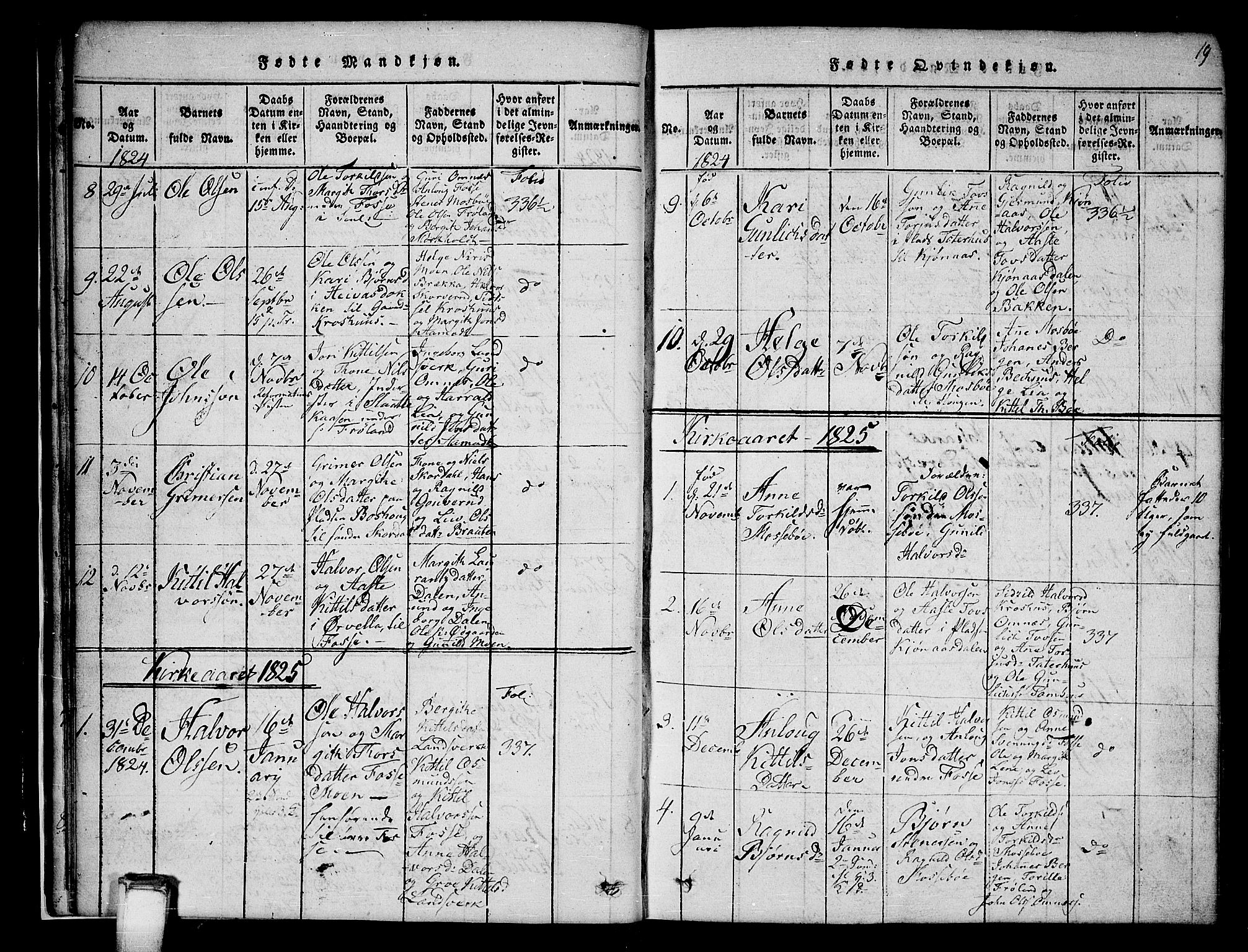 Hjartdal kirkebøker, SAKO/A-270/G/Gb/L0001: Parish register (copy) no. II 1, 1815-1842, p. 19