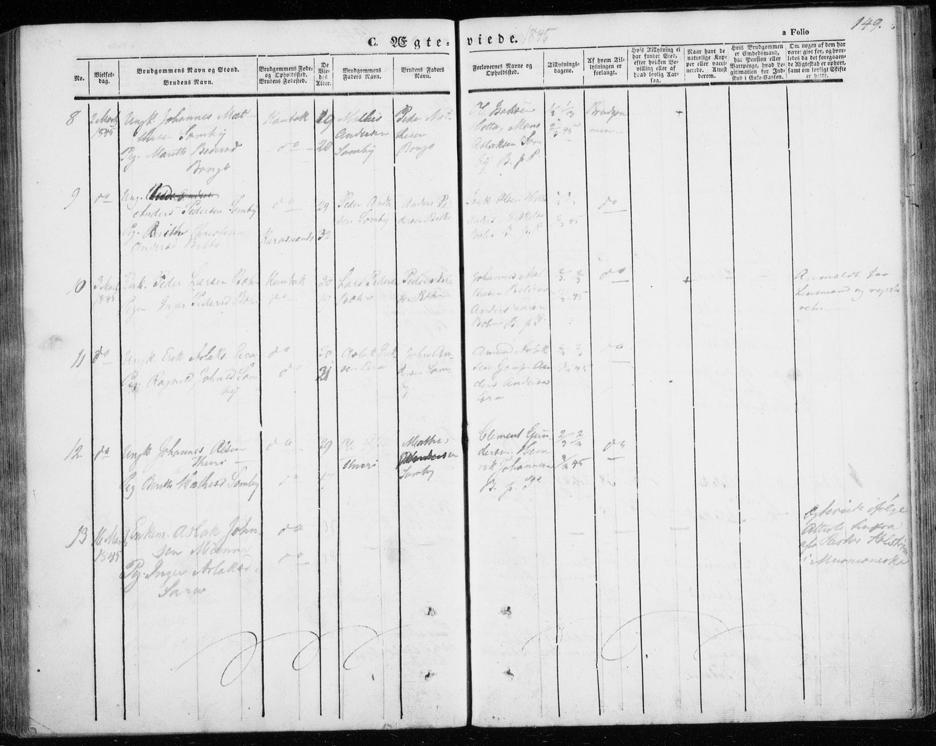 Kautokeino sokneprestembete, SATØ/S-1340/H/Ha/L0002.kirke: Parish register (official) no. 2, 1843-1861, p. 149