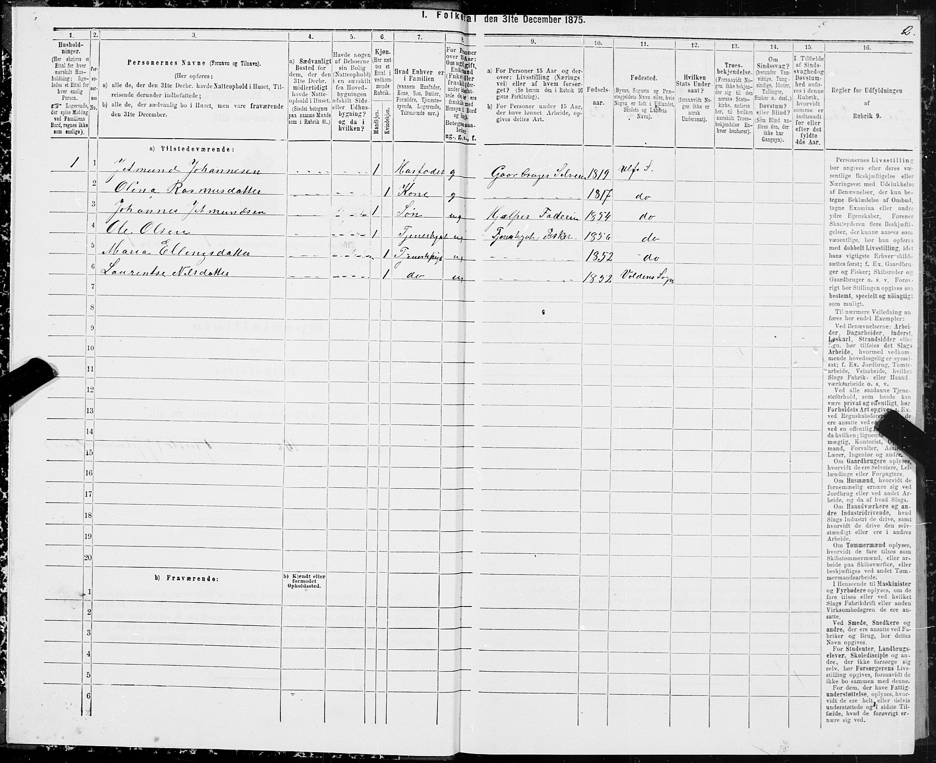 SAT, 1875 census for 1516P Ulstein, 1875, p. 1002