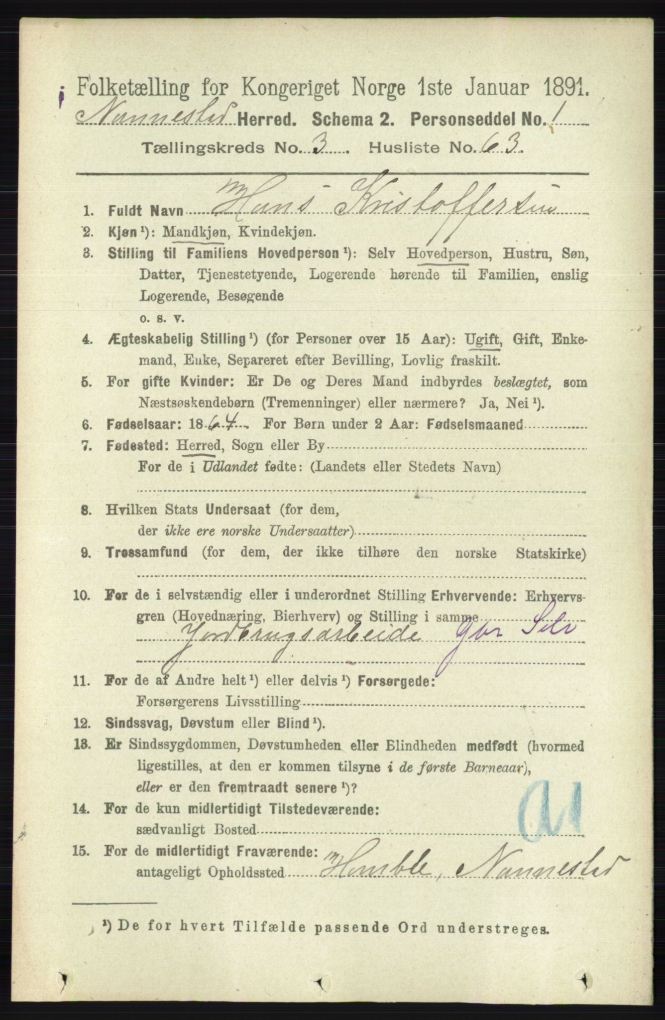 RA, 1891 census for 0238 Nannestad, 1891, p. 1830