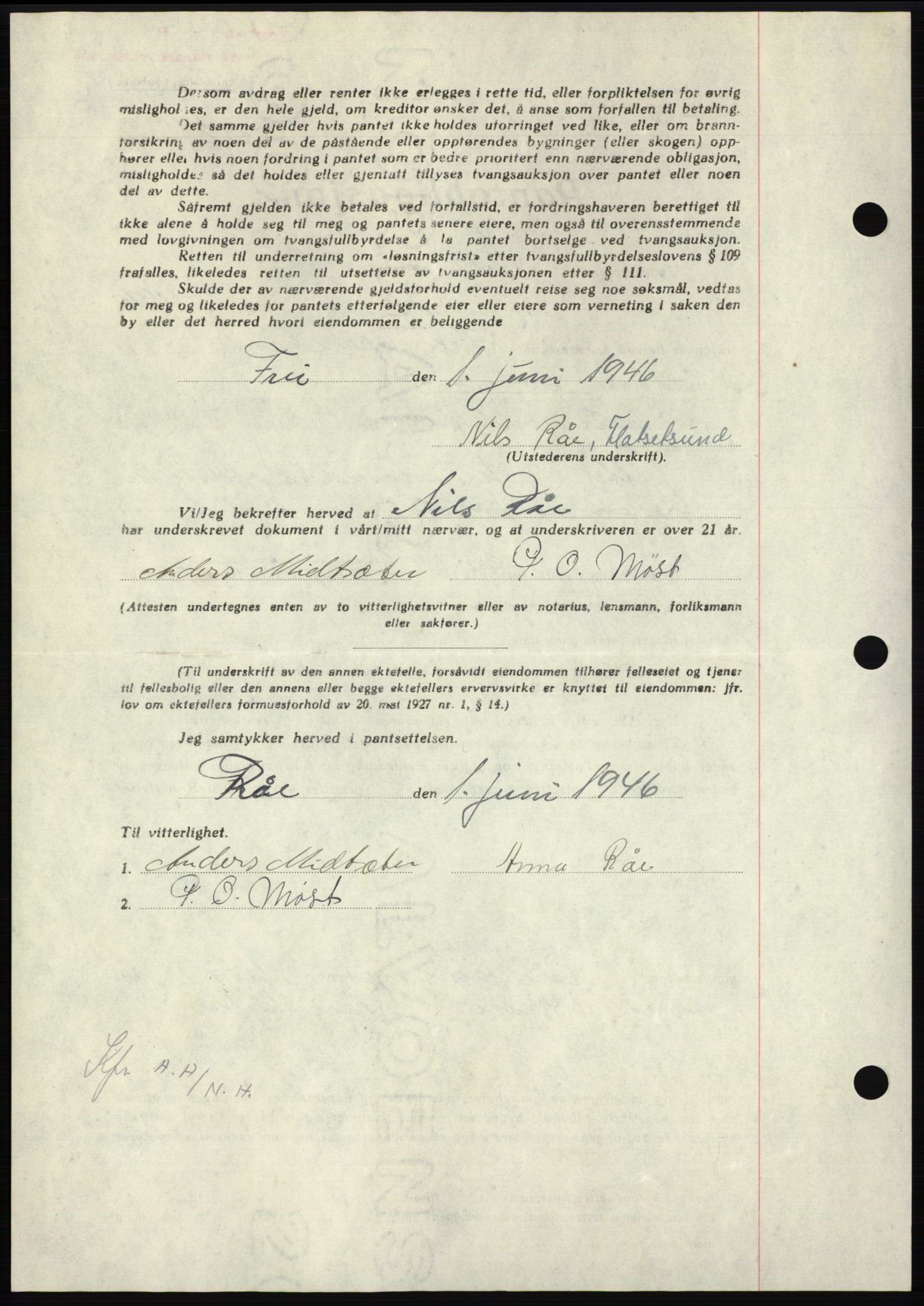 Nordmøre sorenskriveri, AV/SAT-A-4132/1/2/2Ca: Mortgage book no. B94, 1946-1946, Diary no: : 1001/1946