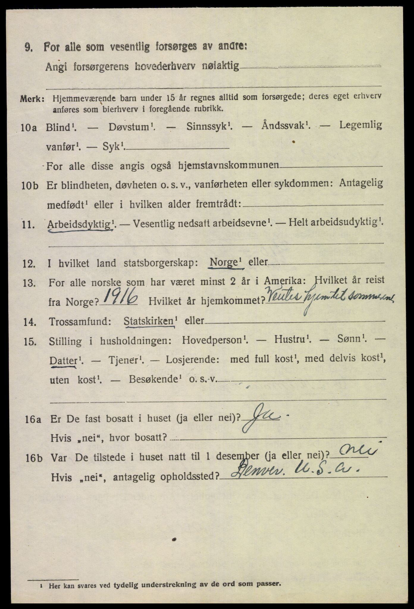 SAK, 1920 census for Lyngdal, 1920, p. 1924