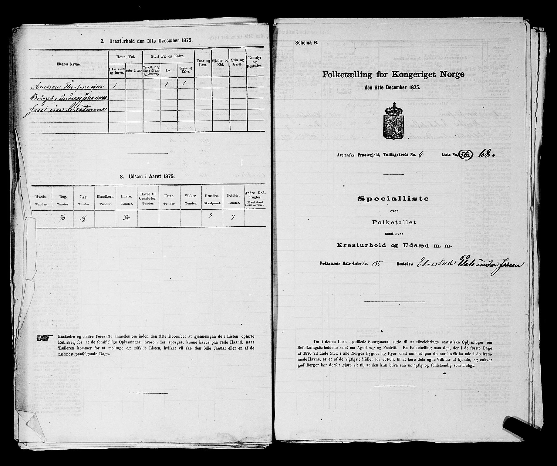 RA, 1875 census for 0118P Aremark, 1875, p. 964