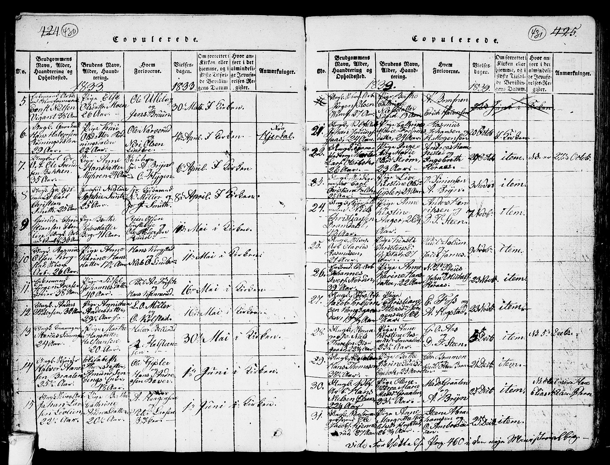 Kongsberg kirkebøker, SAKO/A-22/G/Ga/L0001: Parish register (copy) no. 1, 1816-1839, p. 430-431