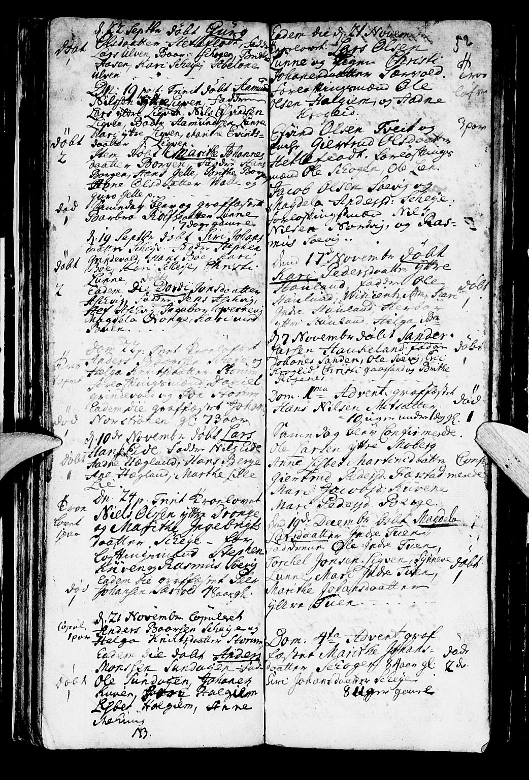 Os sokneprestembete, AV/SAB-A-99929: Parish register (official) no. A 2, 1723-1758, p. 52