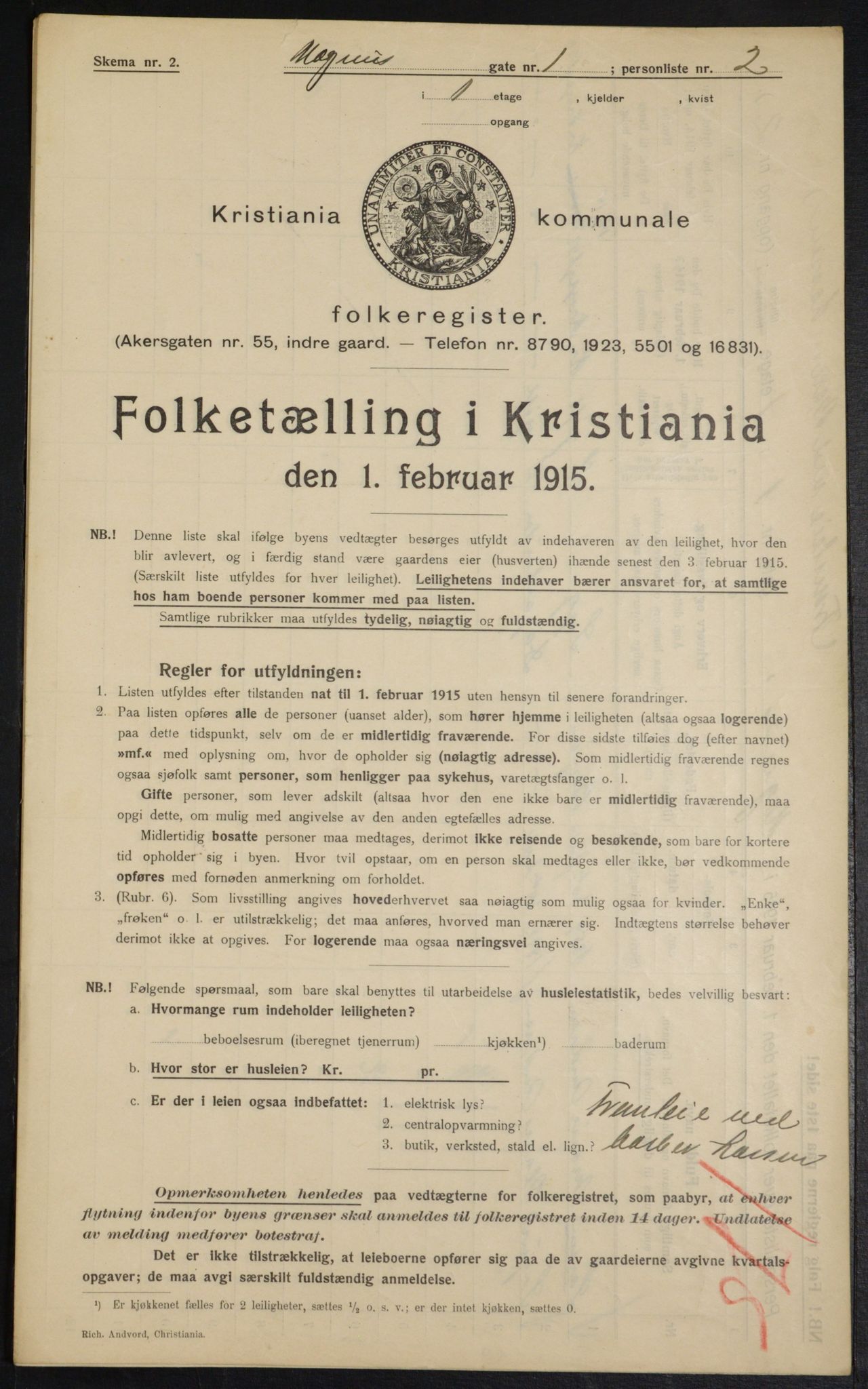 OBA, Municipal Census 1915 for Kristiania, 1915, p. 58609