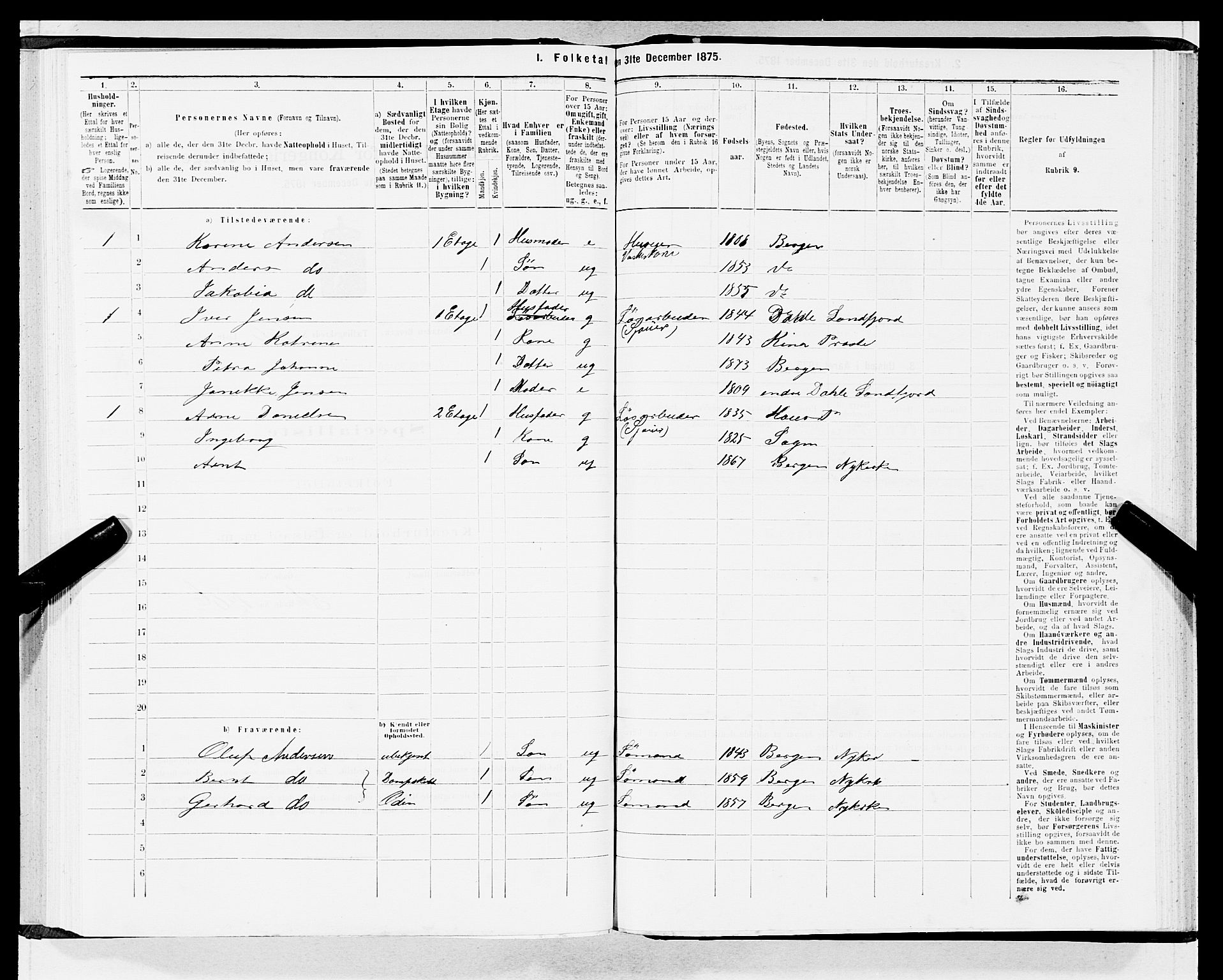 SAB, 1875 census for 1301 Bergen, 1875, p. 1016