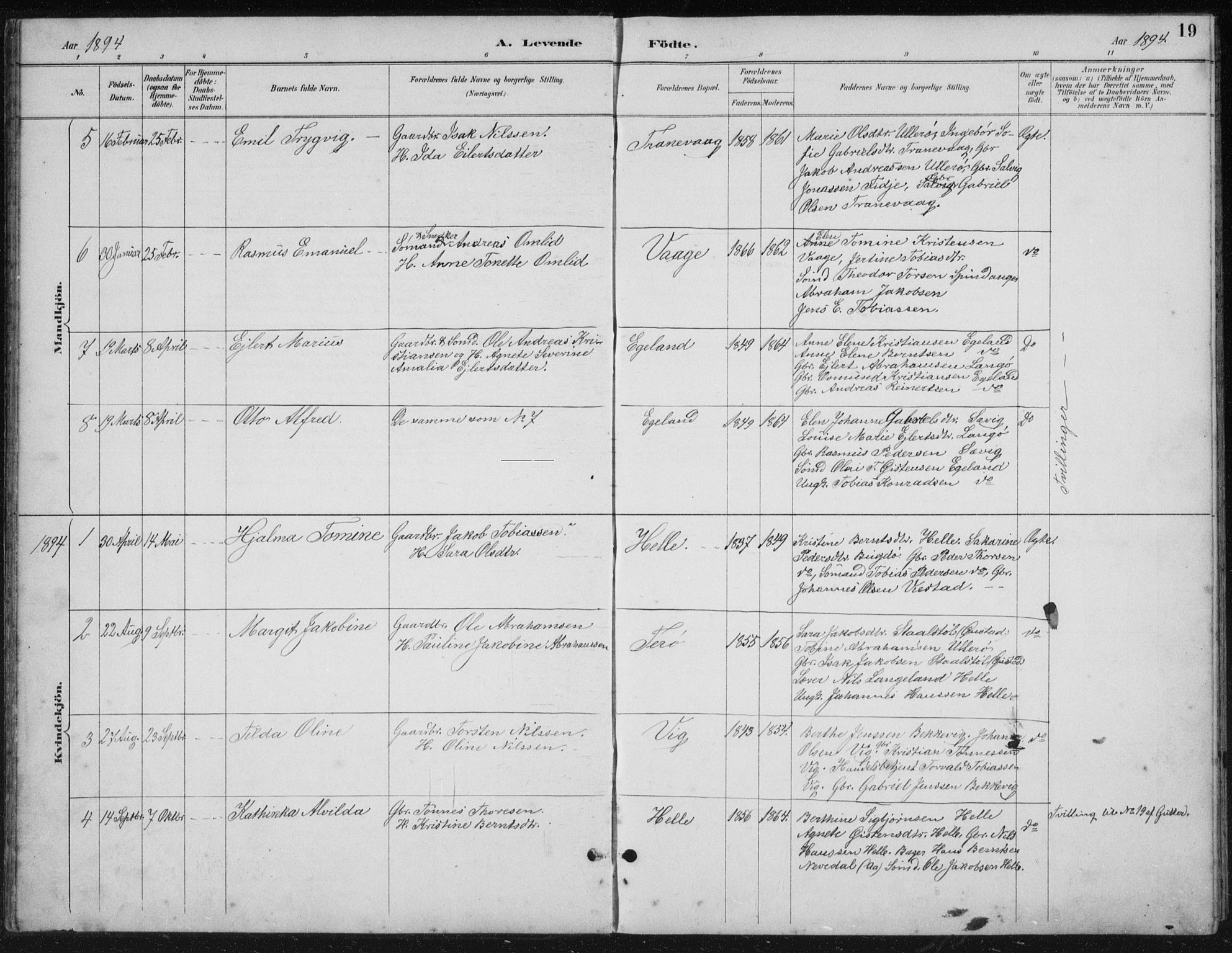 Herad sokneprestkontor, SAK/1111-0018/F/Fb/Fbb/L0004: Parish register (copy) no. B 4, 1890-1935, p. 19