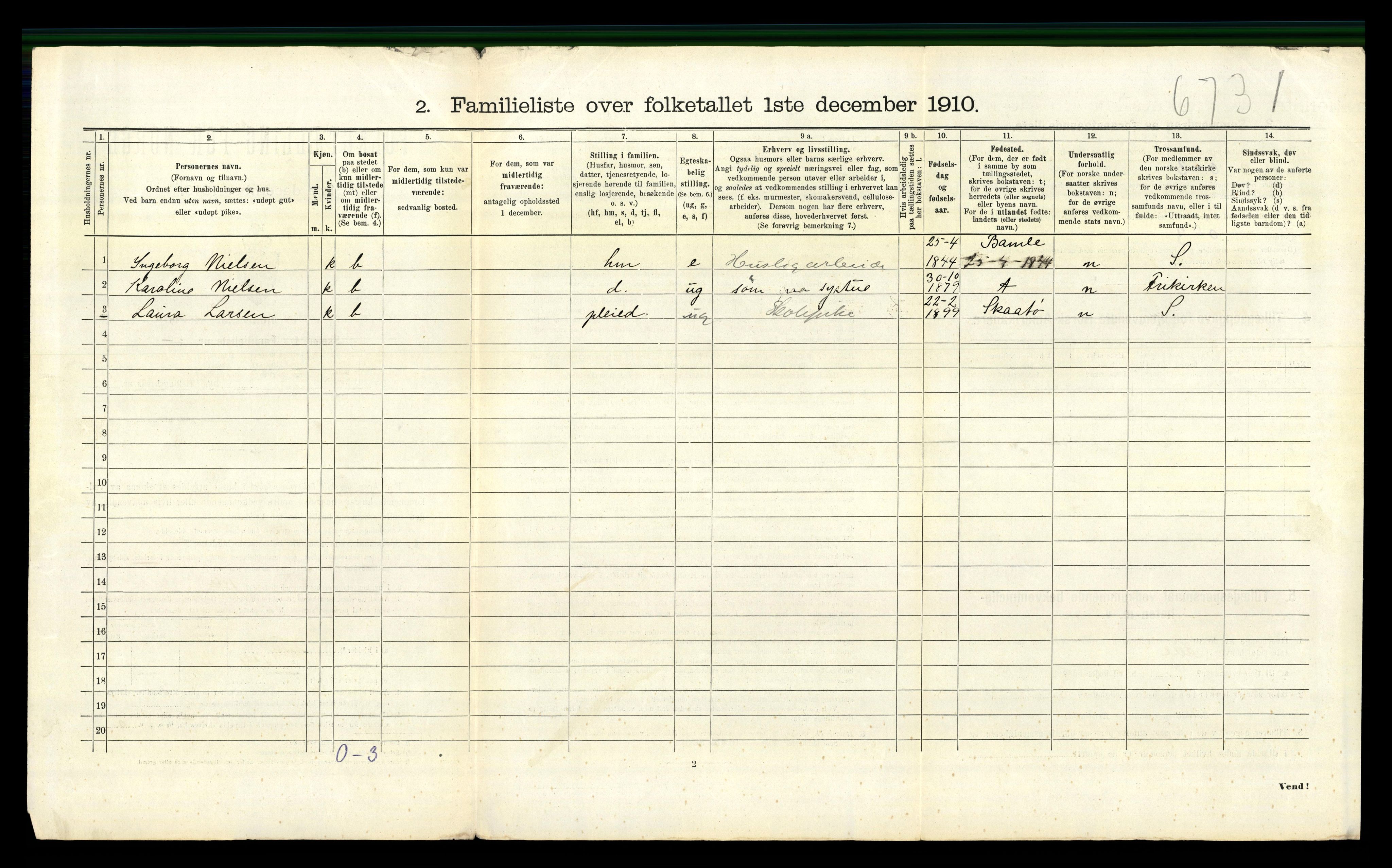 RA, 1910 census for Kragerø, 1910, p. 4269