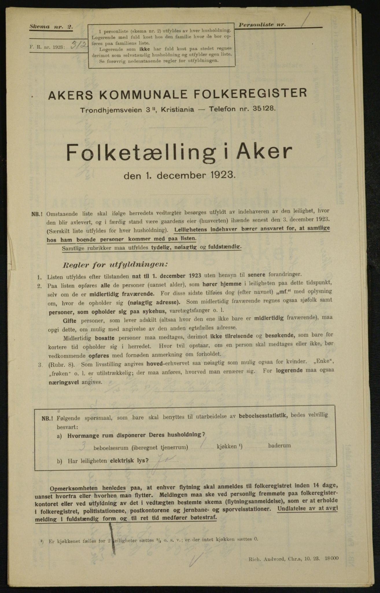 , Municipal Census 1923 for Aker, 1923, p. 24251