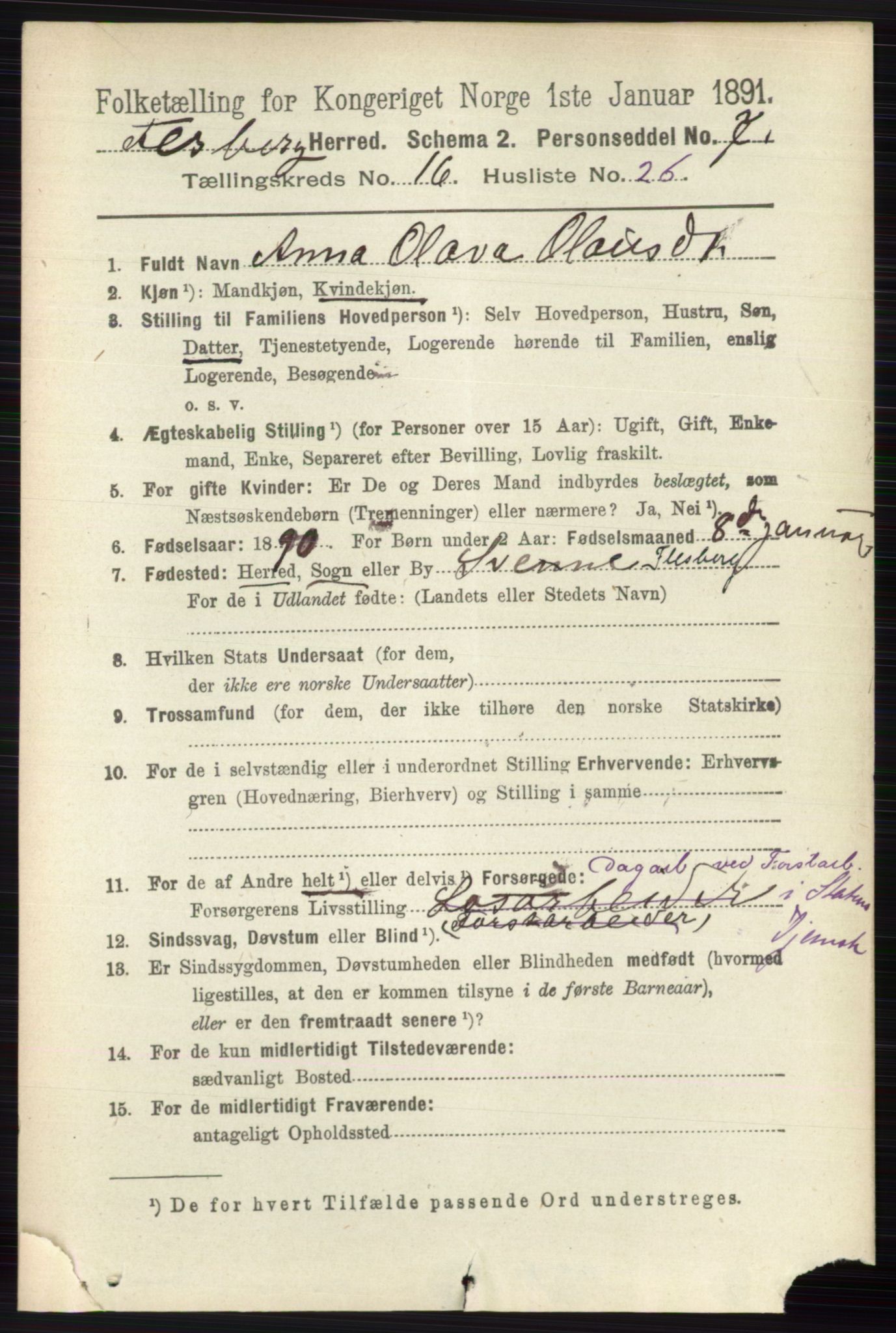 RA, 1891 census for 0631 Flesberg, 1891, p. 2972