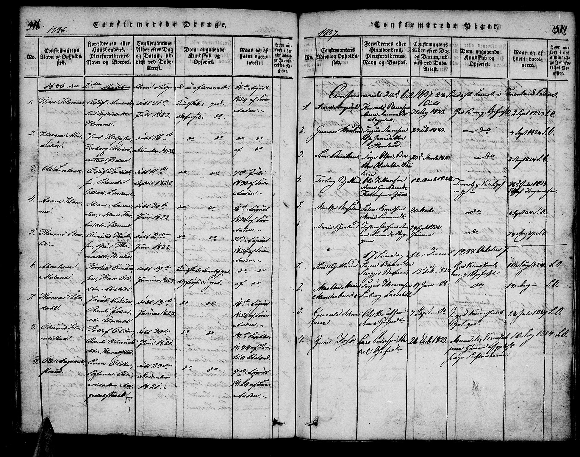 Bjelland sokneprestkontor, SAK/1111-0005/F/Fa/Faa/L0002: Parish register (official) no. A 2, 1816-1866, p. 516-517