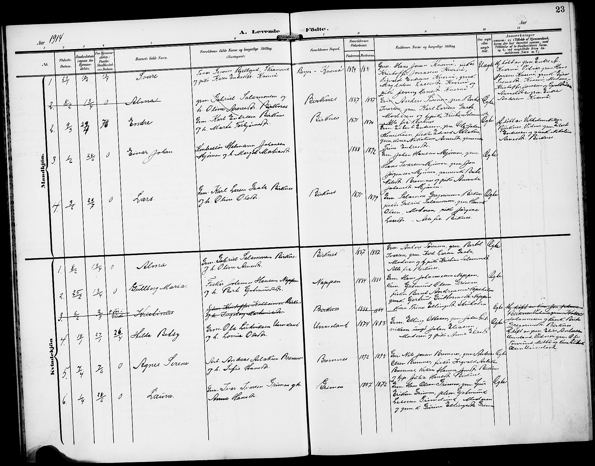 Gulen sokneprestembete, AV/SAB-A-80201/H/Hab/Habd/L0001: Parish register (copy) no. D 1, 1901-1924, p. 23