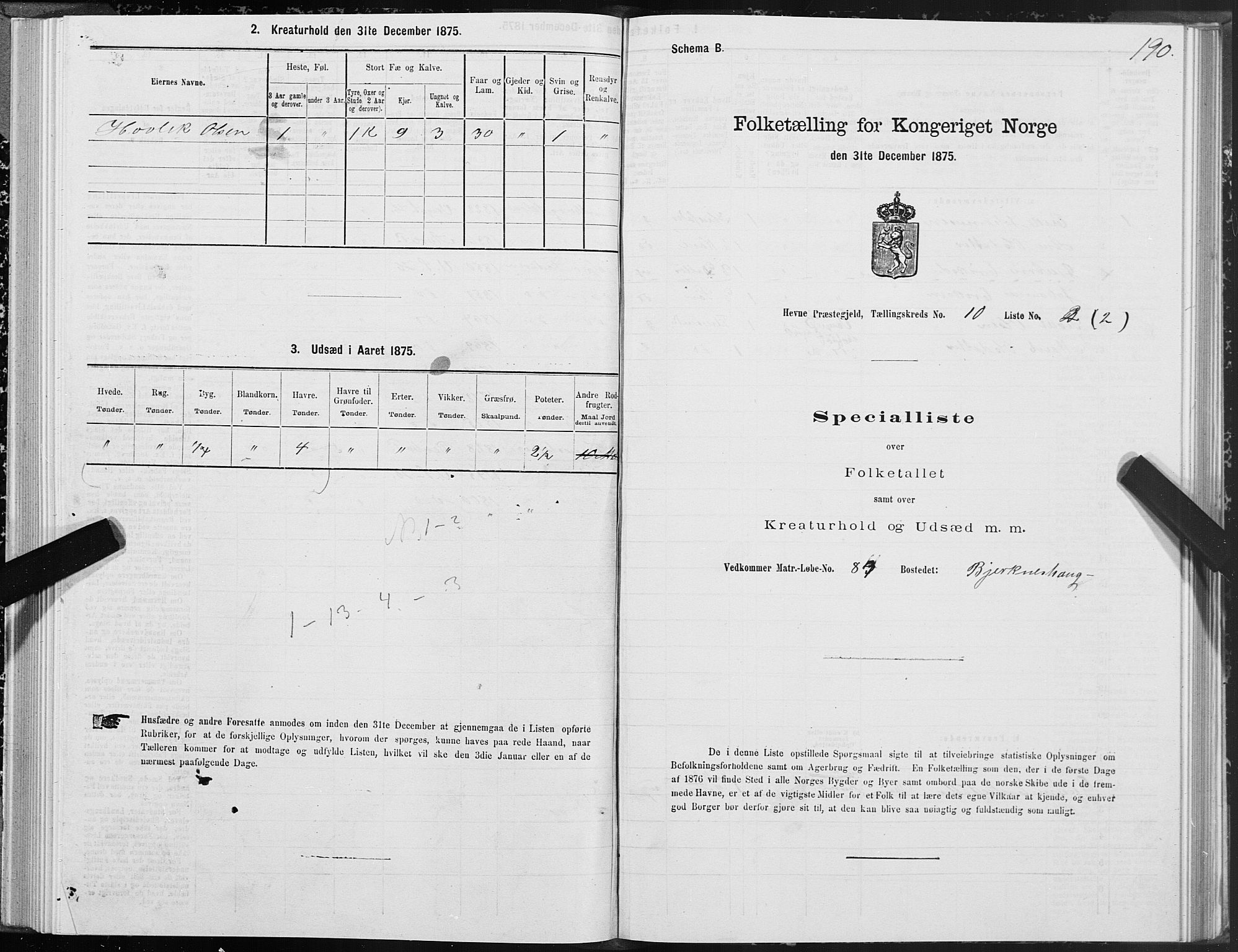 SAT, 1875 census for 1612P Hemne, 1875, p. 5190