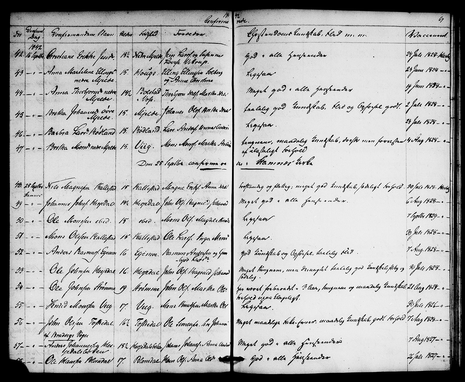 Haus sokneprestembete, SAB/A-75601: Curate's parish register no. A 2, 1841-1850, p. 67
