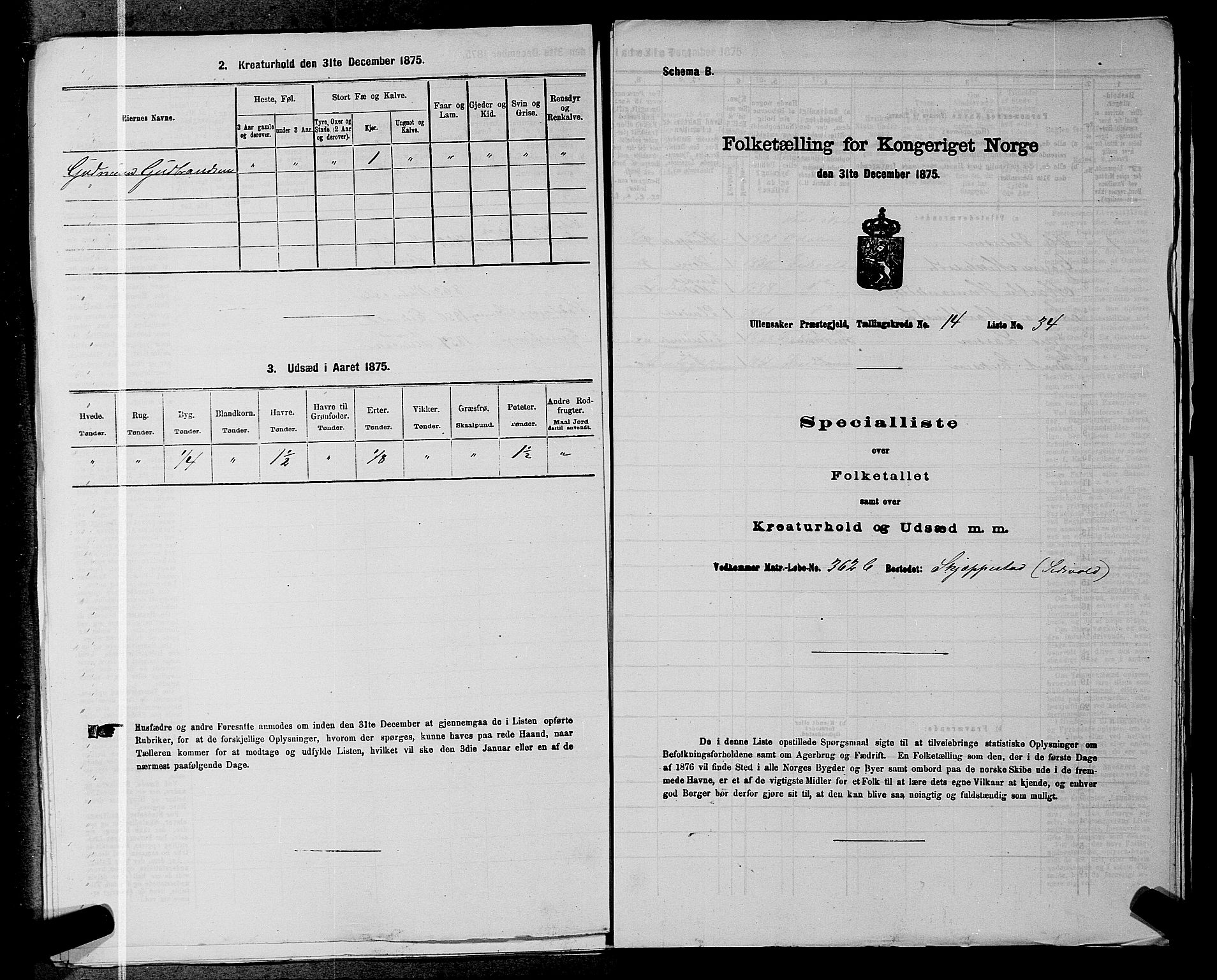 RA, 1875 census for 0235P Ullensaker, 1875, p. 2013